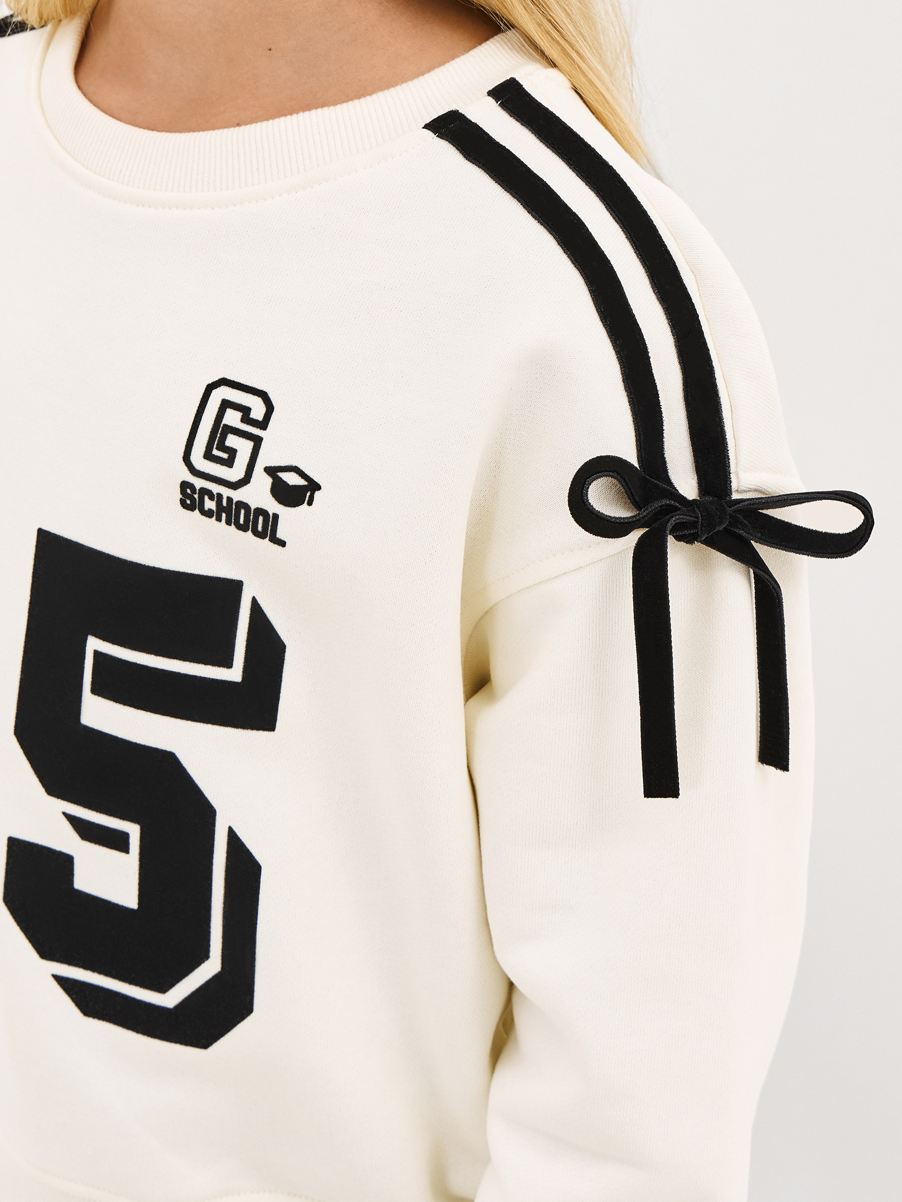 Свитшот детский, для девочек, молочный, Romana, image-2