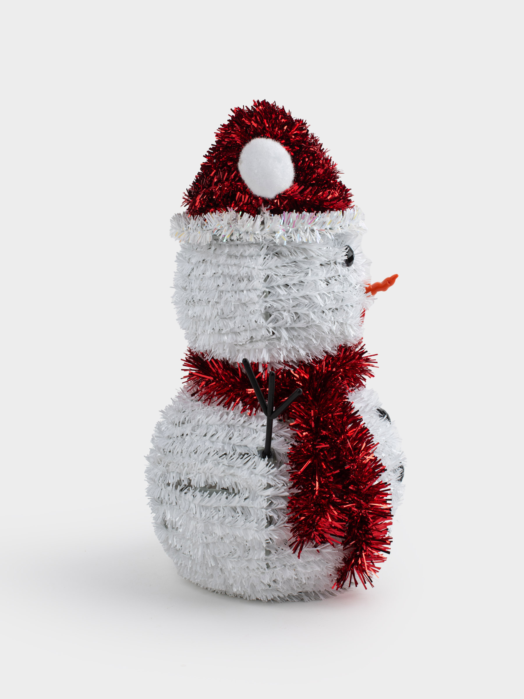 Статуэтка, 26 см, мишура/пластик, бело/красная, Снеговик, Tinsel decor, image-4