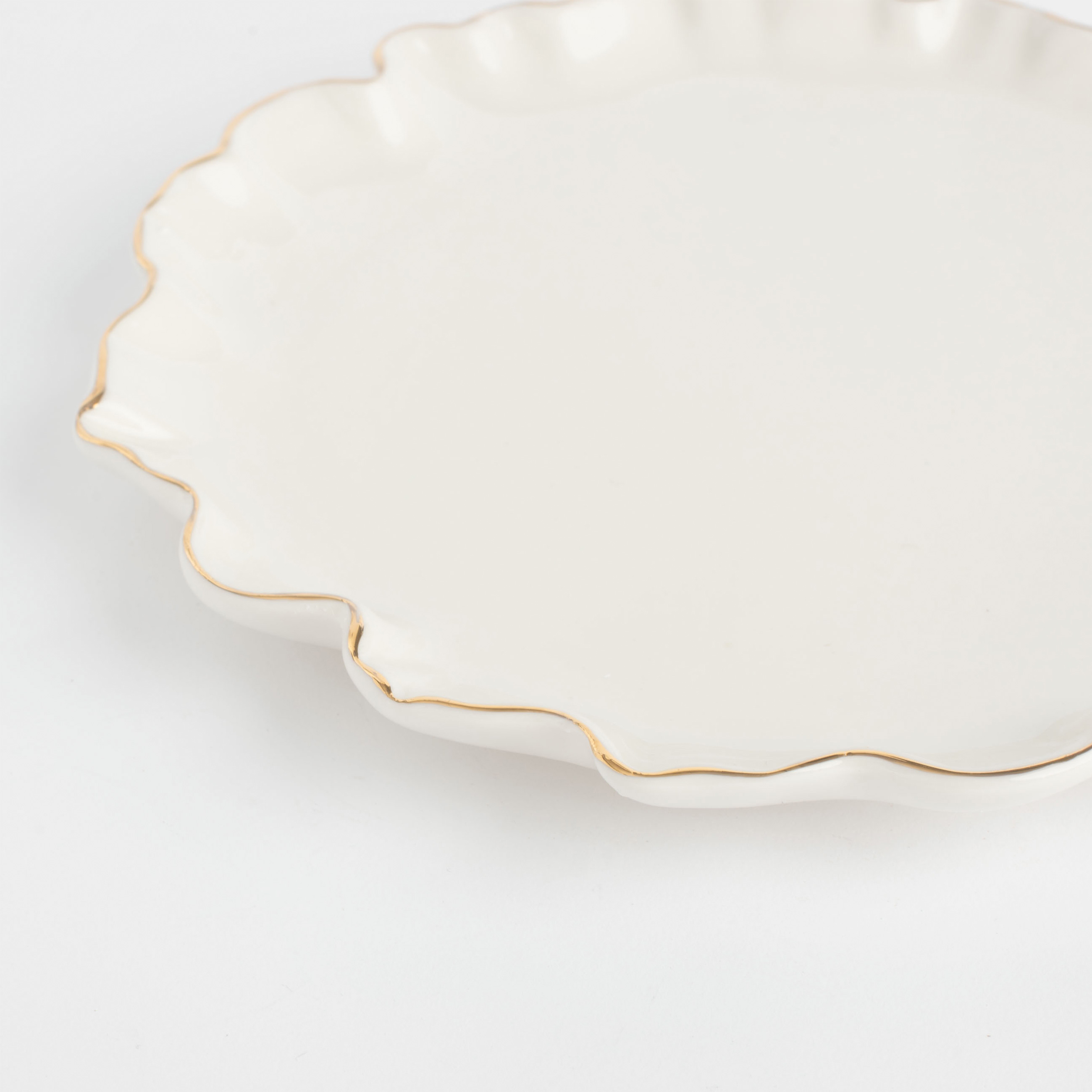Тарелка закусочная, 20 см, фарфор P, с золотистым кантом, Мятый эффект, Crumple gold, image-3