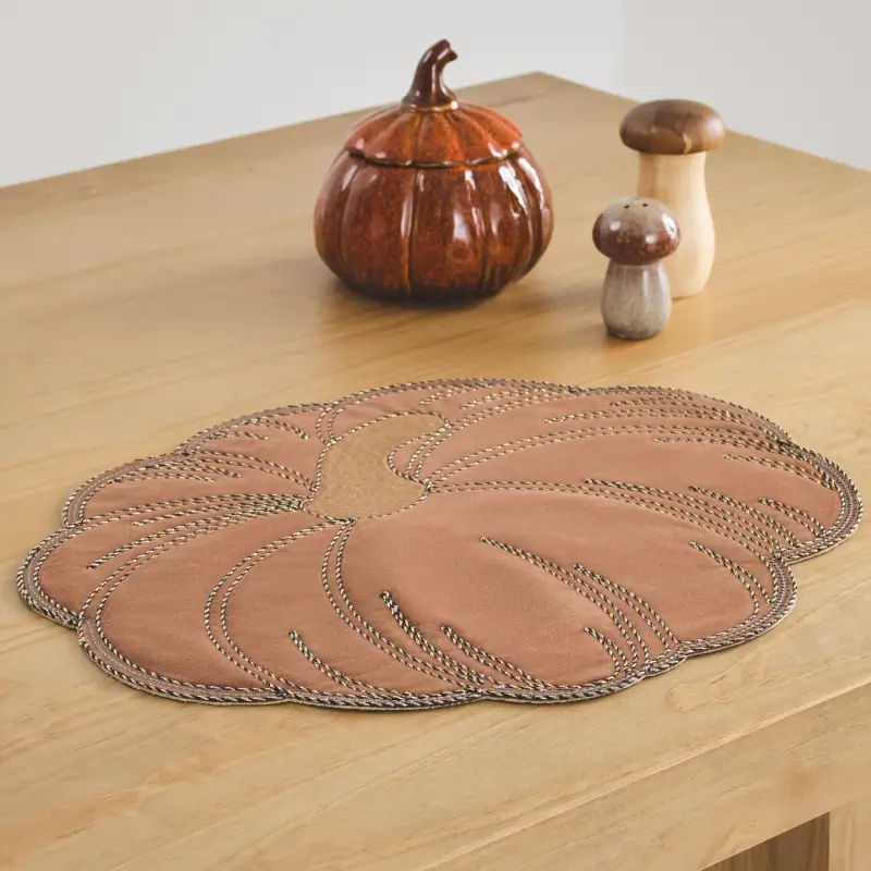 Салфетка под приборы, 38х43 см, полиэстер, фигурная, коричневая, Тыква, Colors autumn