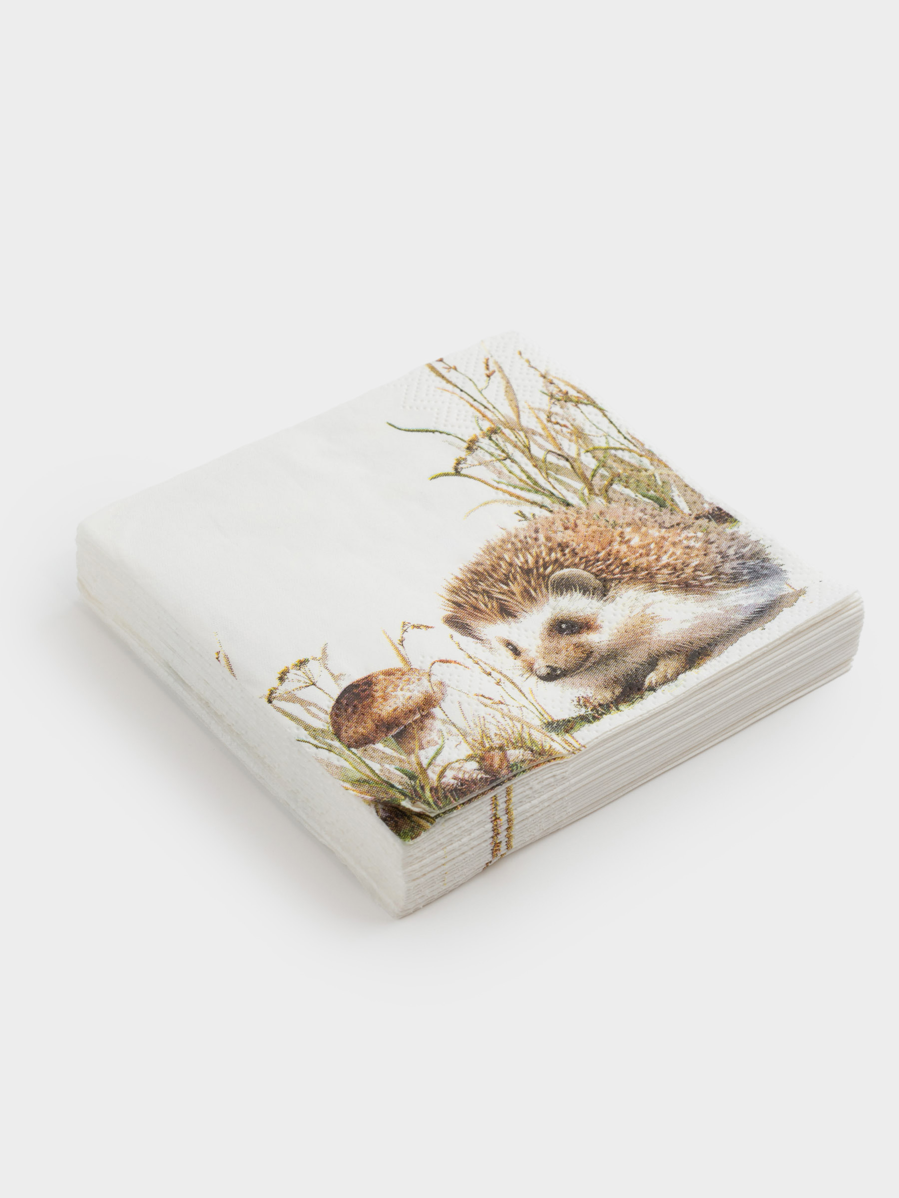Қағаз майлықтар, 21х21 см, 20 дана, шаршы, ақ, Кірпі, Forest hedgehog, image-1