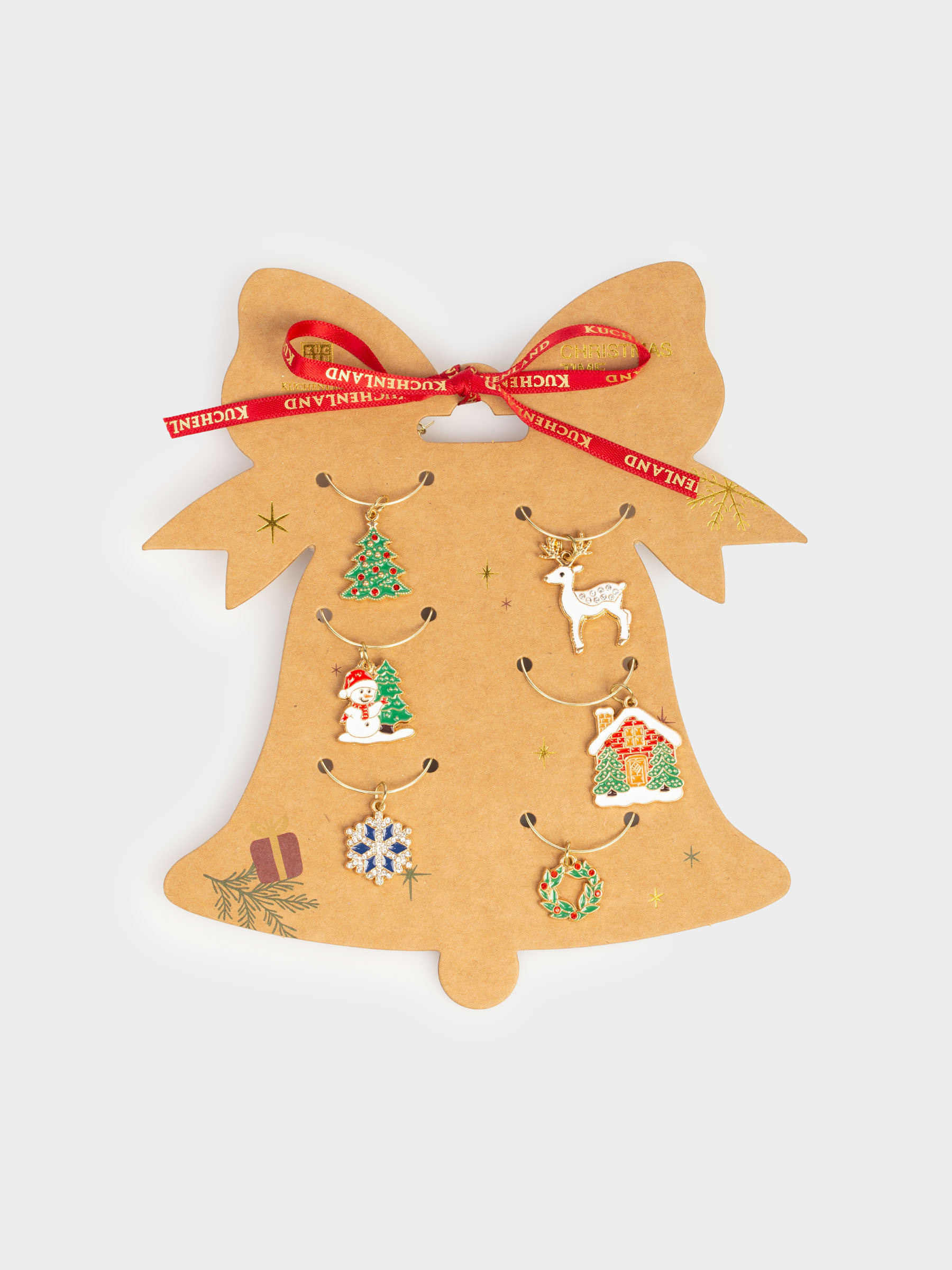 Бокал салпыншағы, 6 дана, металл/страздар, Ойыншықтары бар шырша, Christmas time, image-5