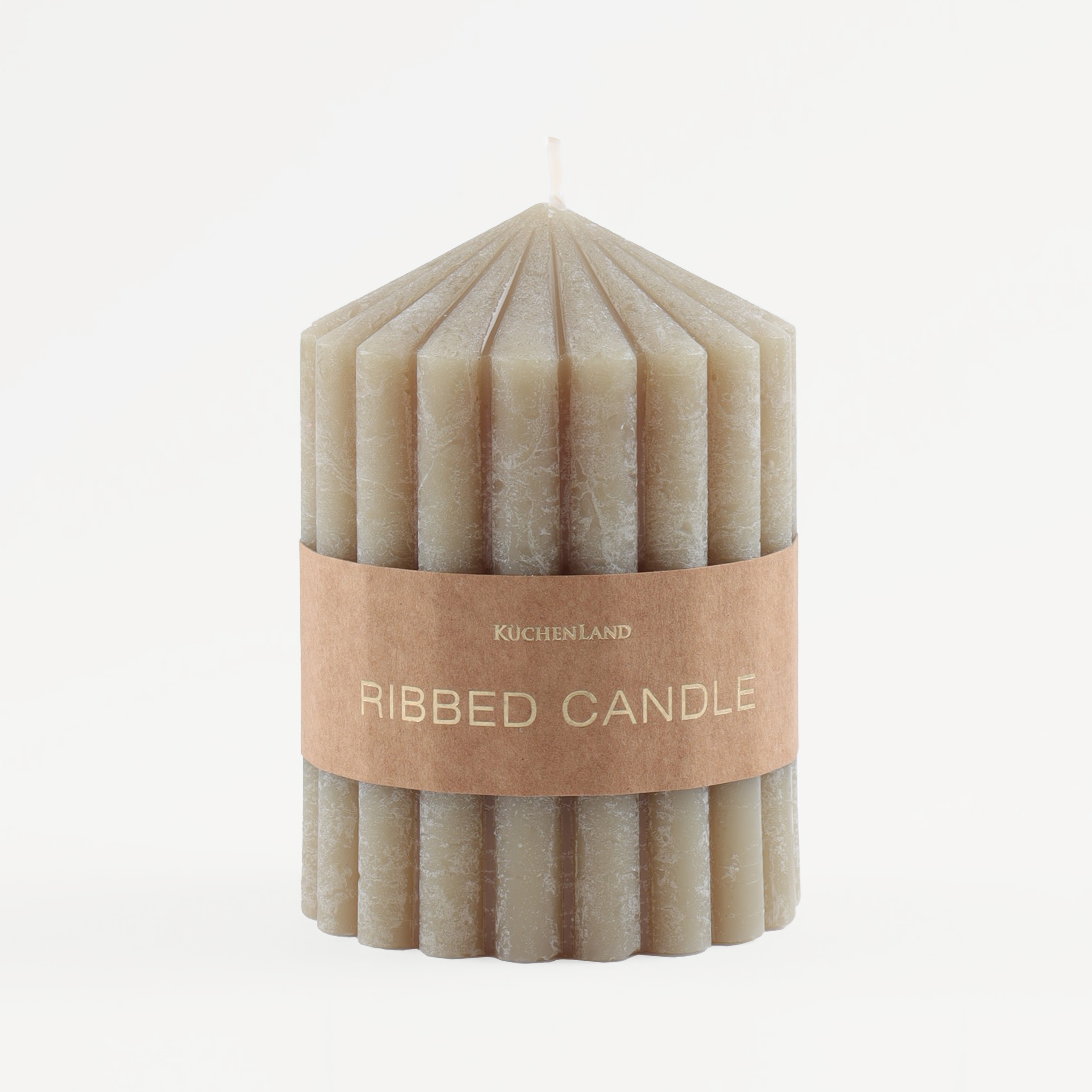 Свеча, 11 см, цилиндрическая, зеленая, Ribbed candle, image-2