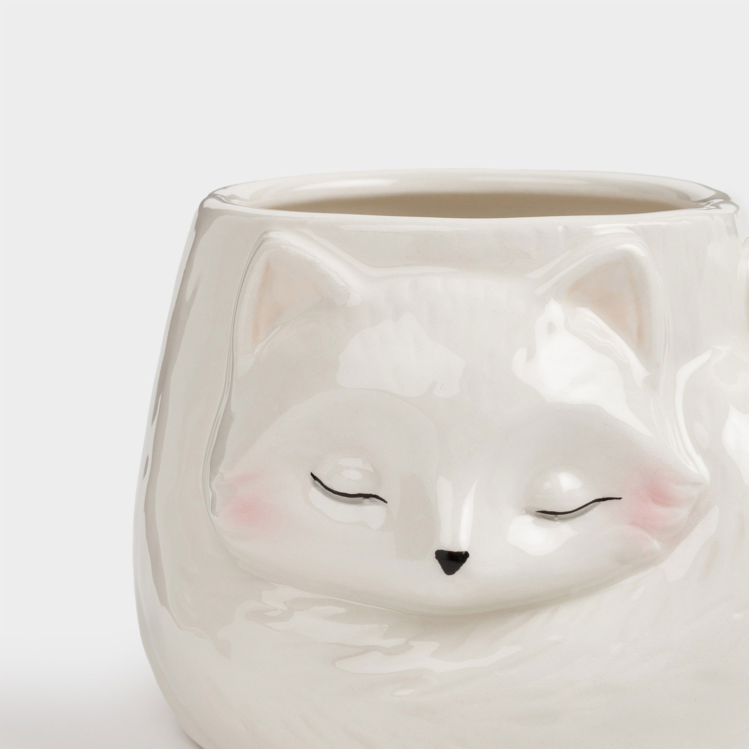 Кружка, 350 мл, керамика, молочная, Лиса спит, Fine foxy, image-4