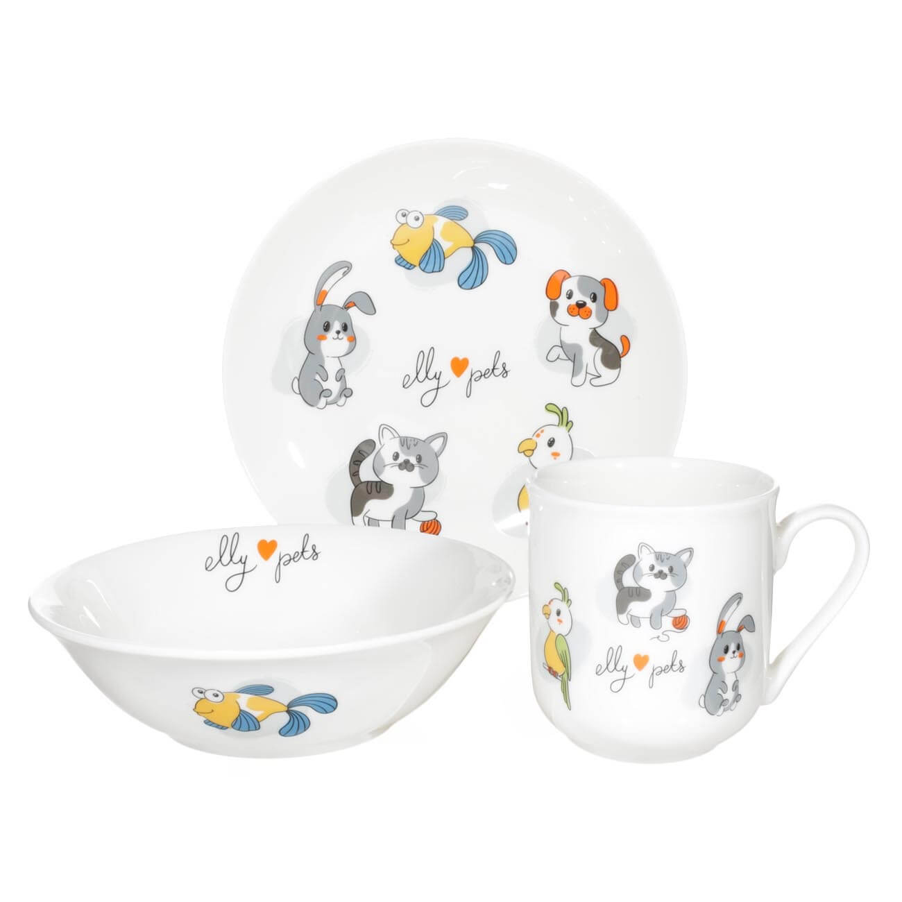 Набор посуды, детский, 3 пр, фарфор N, белый, My pets, Little pet изображение № 1