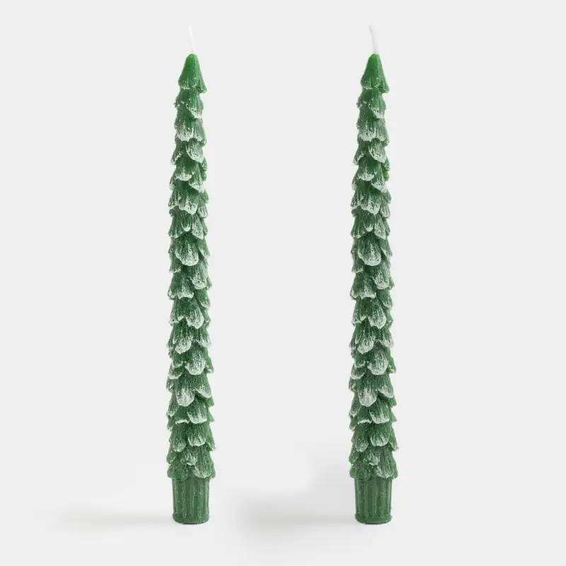 Свеча, 25 см, 2 шт, тонкая, зеленая, Ель, Fir candle ,image-0