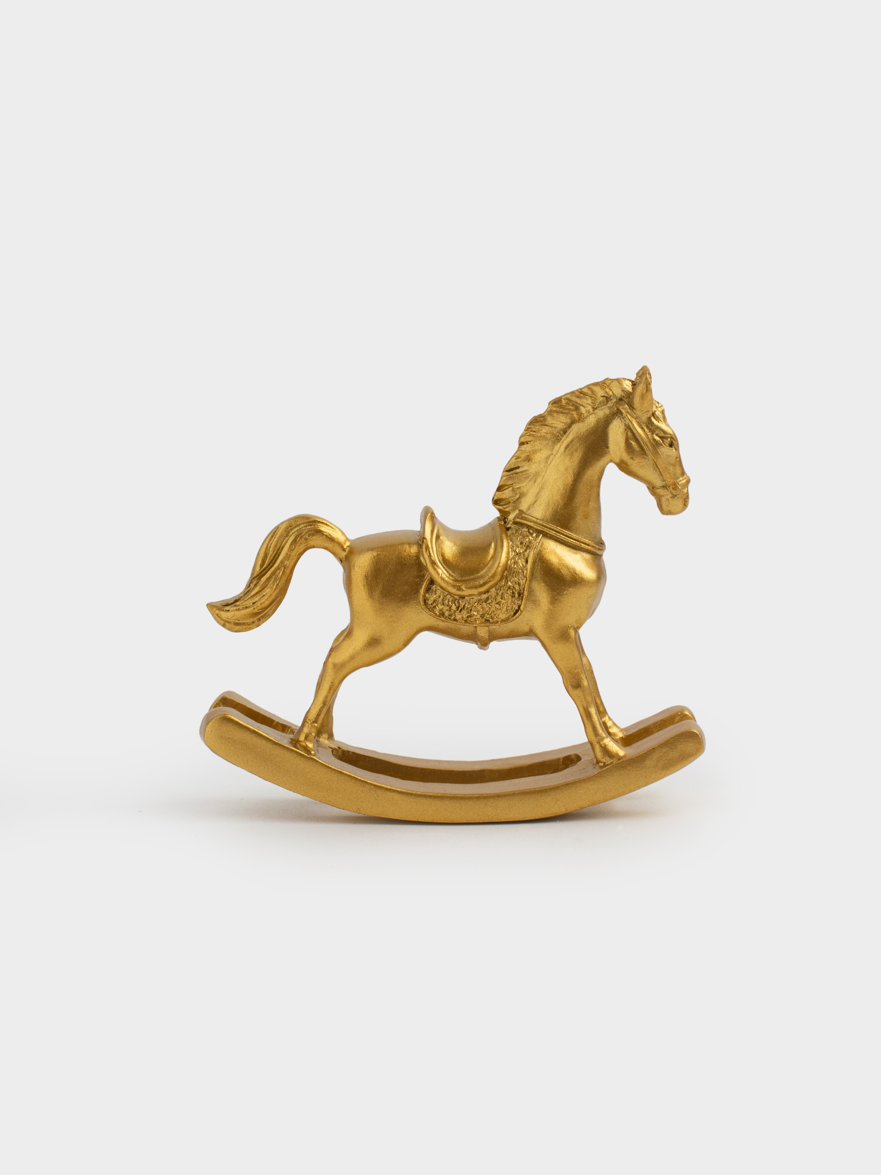 Мүсінше, 8 см, полирезин, алтын, Тербелетін ат, Horse gold, image-0