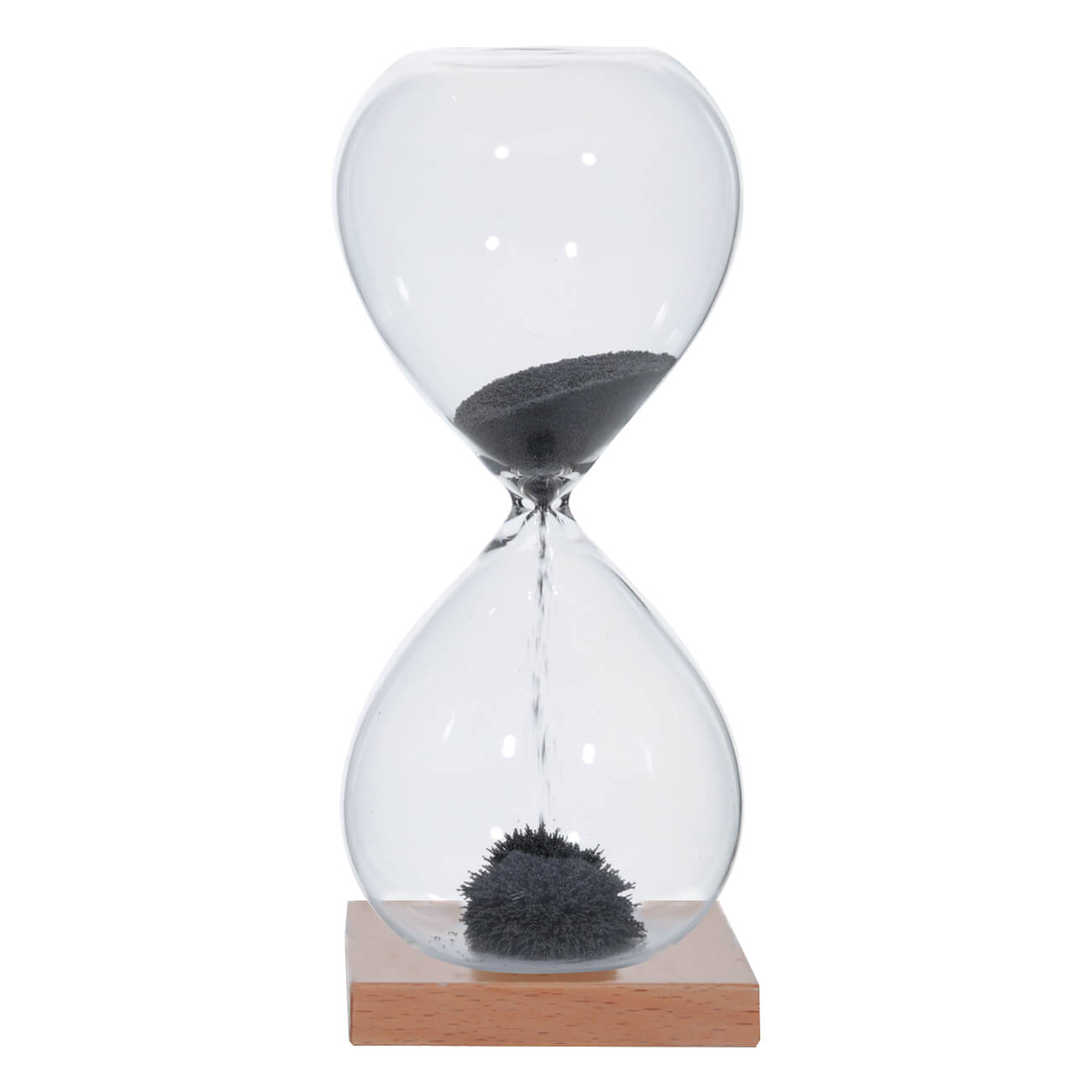 Часы песочные, 16 см, 1 минута, магнитные, на подставке, стекло/дерево, серые, Sand time изображение № 1