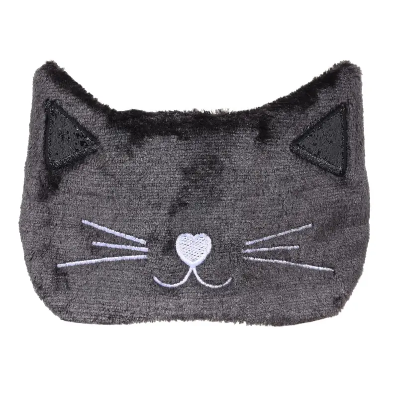 Маска для сна, 24 см, полиэстер/искусственный мех, черная, Кот, Cat night ,image-0