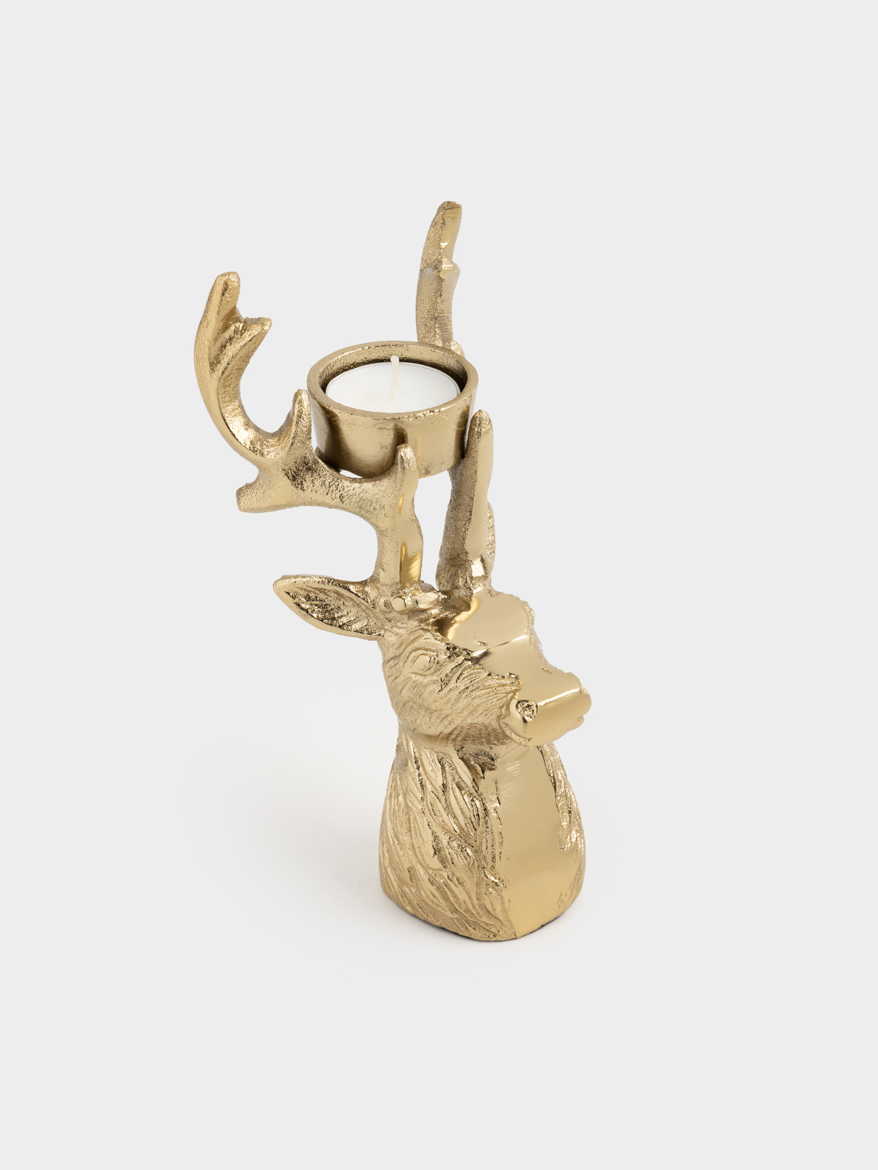 Подсвечник, 17 см, для чайной свечи, металл, золотистый, Олень, Arctic deer, image-5