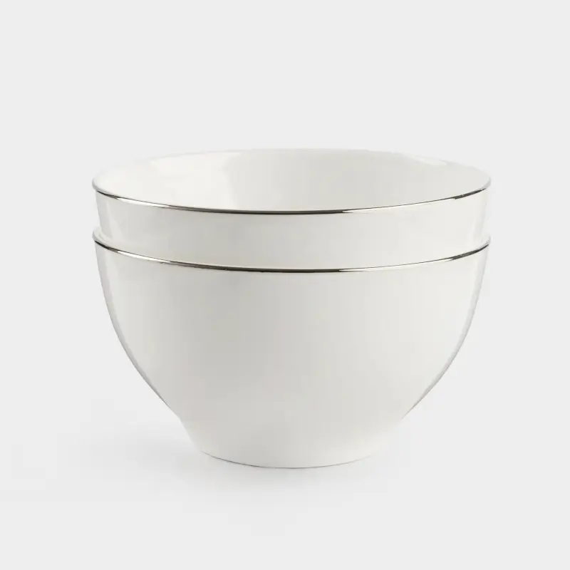 Пиала, 12х6 см, 2 дана, Фарфор F, ақ, Ideal silver ,image-0