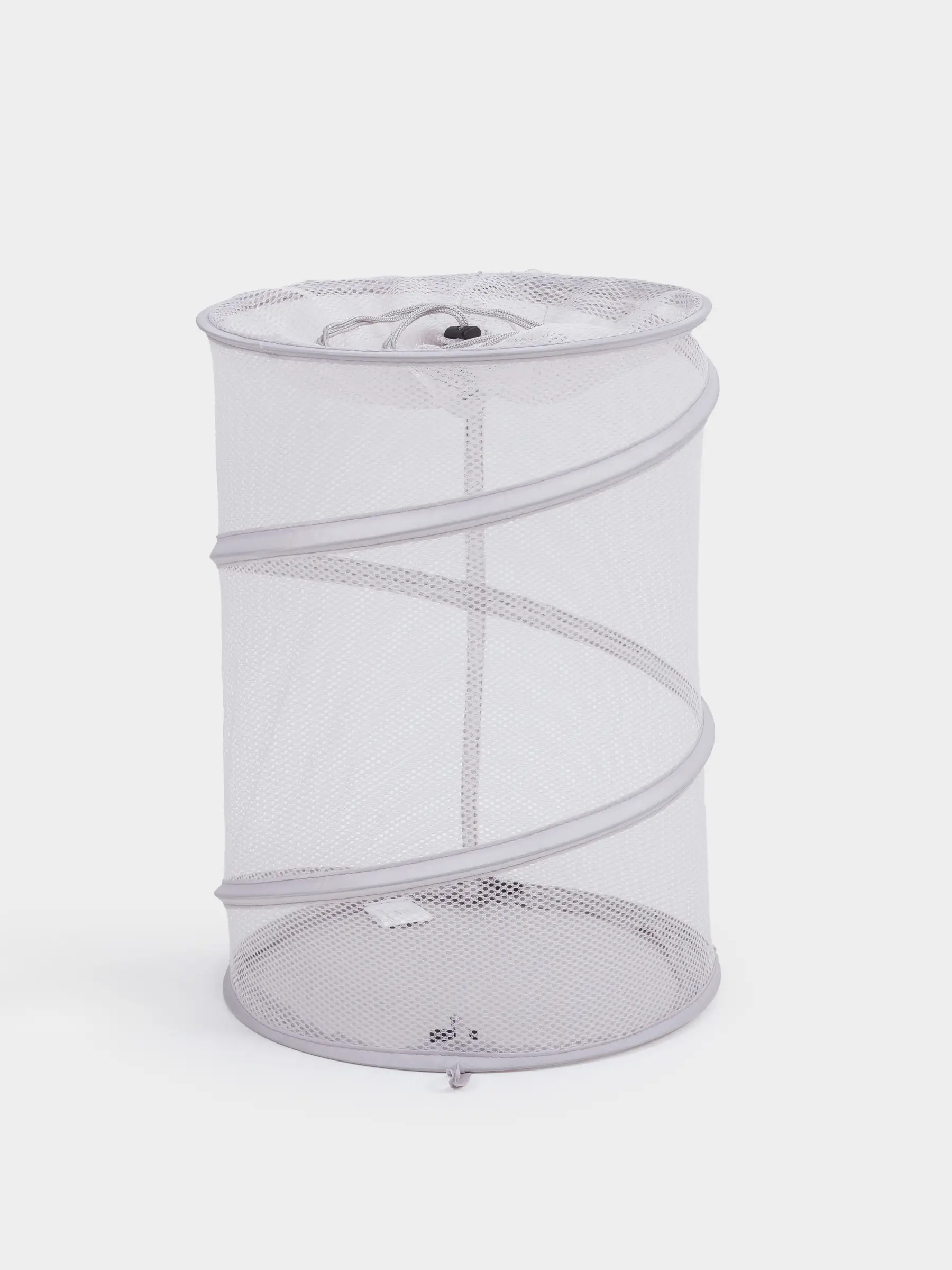 Корзина для белья, 46х34 см, складная, полиэстер/сталь, круглая, серо-бежевая, Safety, image-0