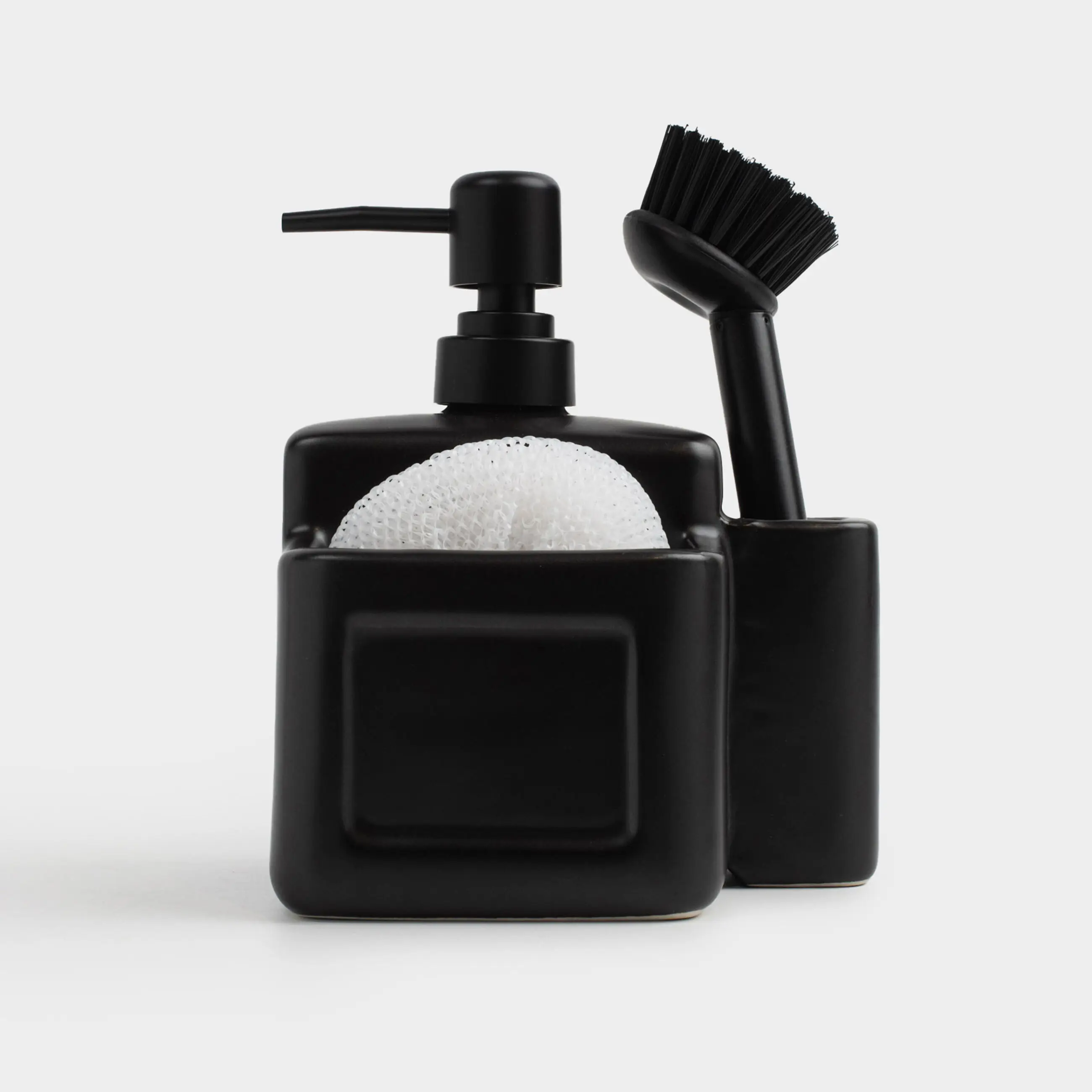 Жуғыш зат диспенсері, 550 мл, ұйымдастырушы, губка / щетка, керамика, қара, Жалпы қара
