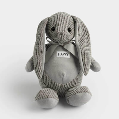 Игрушка, 21 см, мягкая, полиэстер, серая, Зайка с бантиком, Rabbit ,image-0