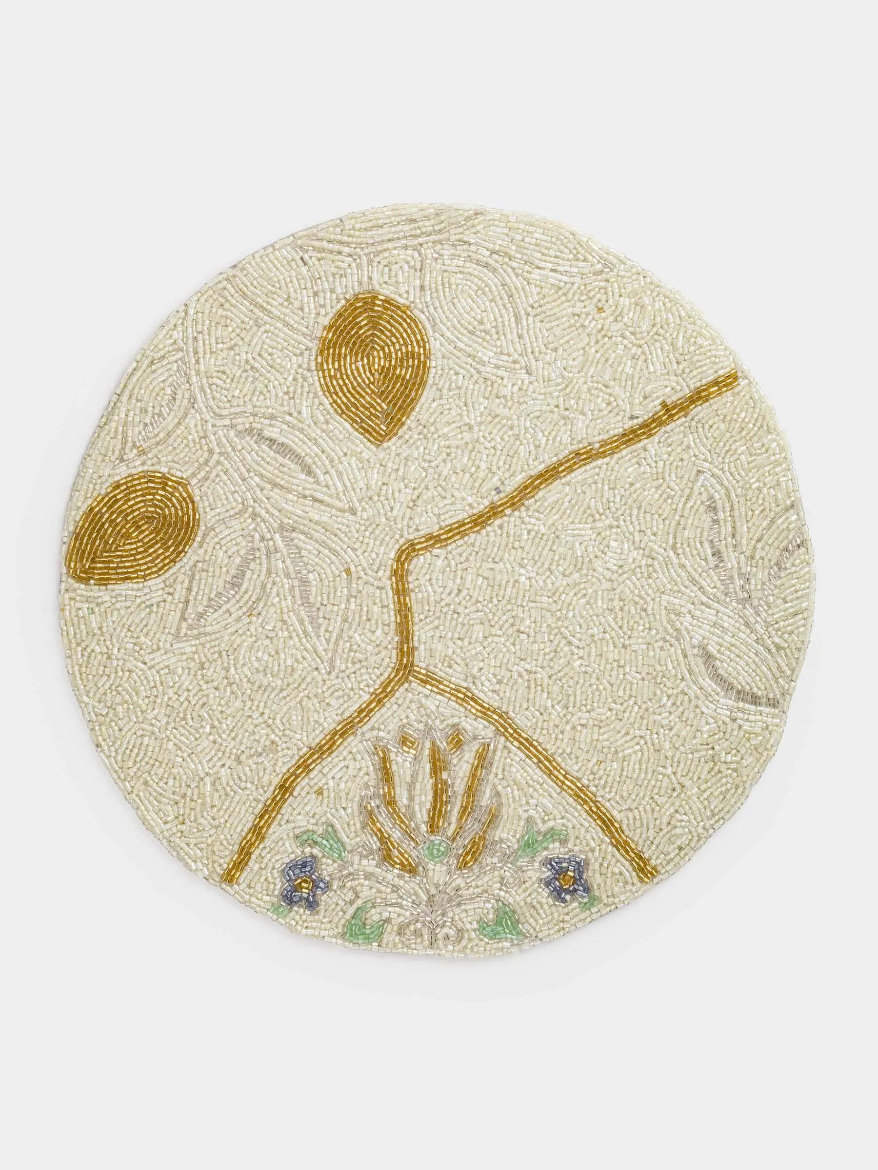 Салфетка под приборы, 36 см, бисер, круглая, Лимоны, Art beads, image-0