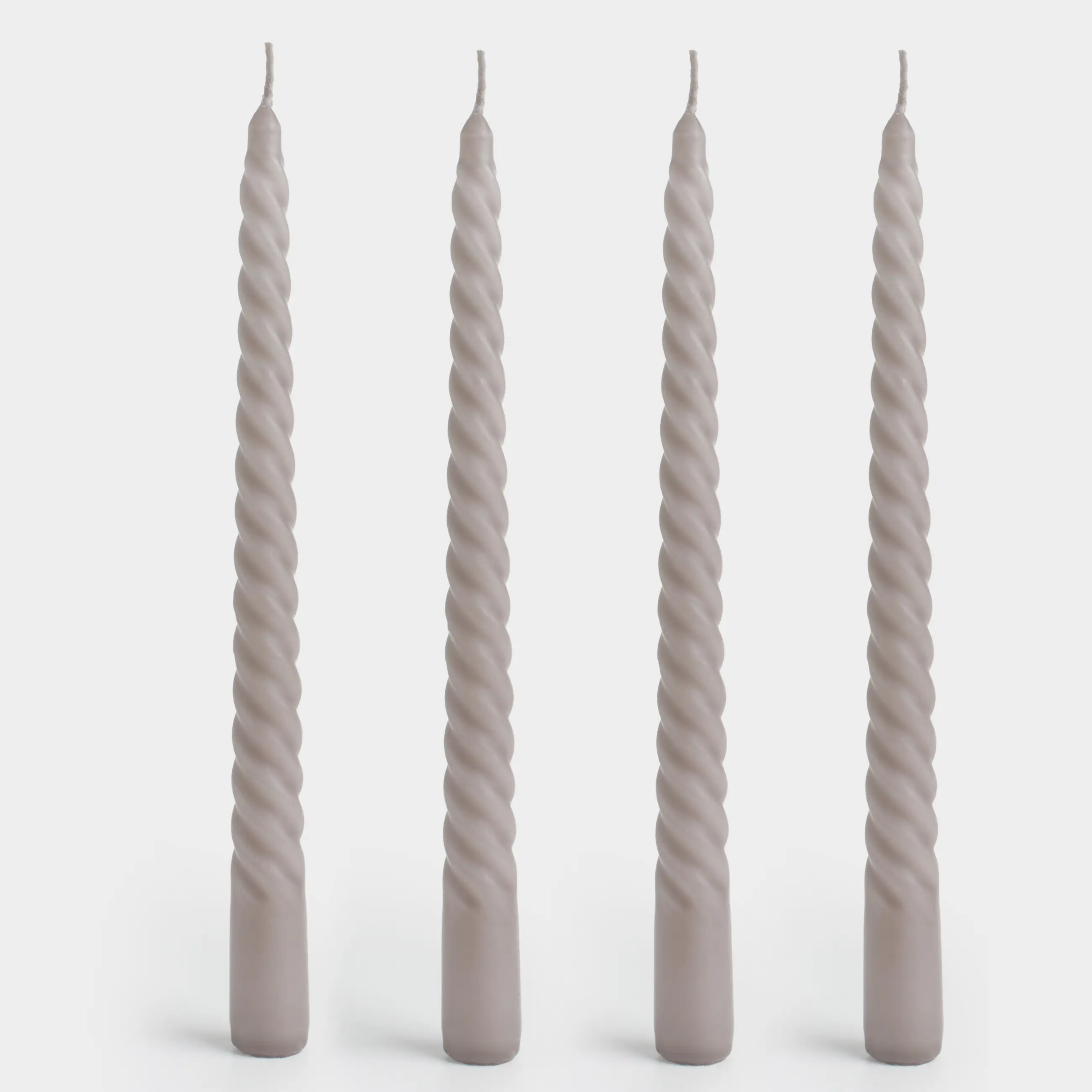 Свеча, 25 см, 4 шт, тонкая, серая, Спираль, Spiral shape, image-0