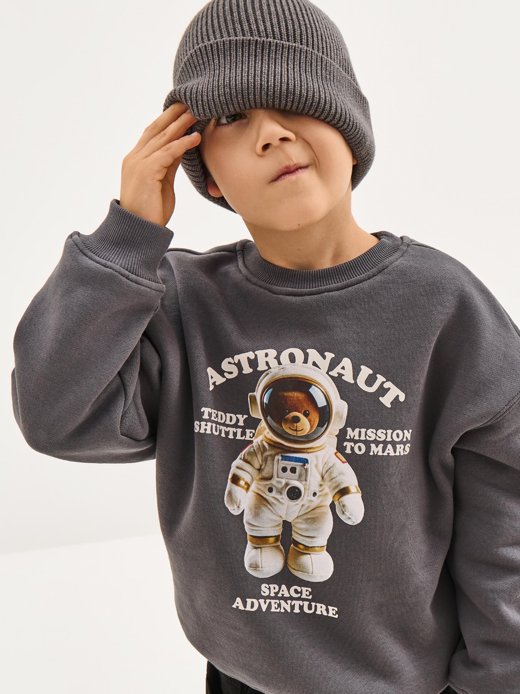 Балаларға арналған кеңжейде, өлшемі 104 см, ұлдарға арналған, мақта/полиэстер, сұр, Ғарышкер аю, Pedro, image-5