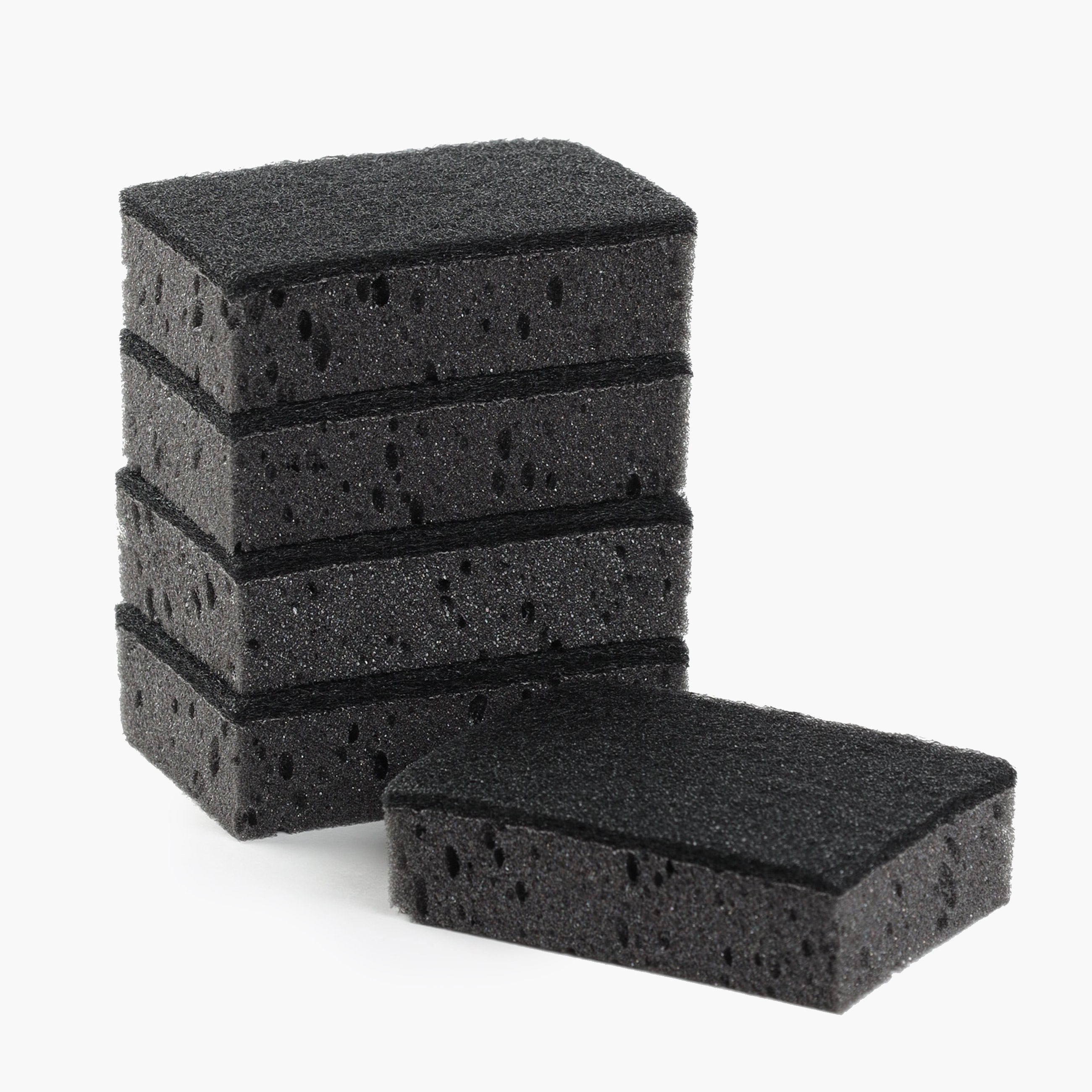 Губка для мытья посуды, 10x7 см, 5 шт, поролон/абразив, черная, Black clean, image-0