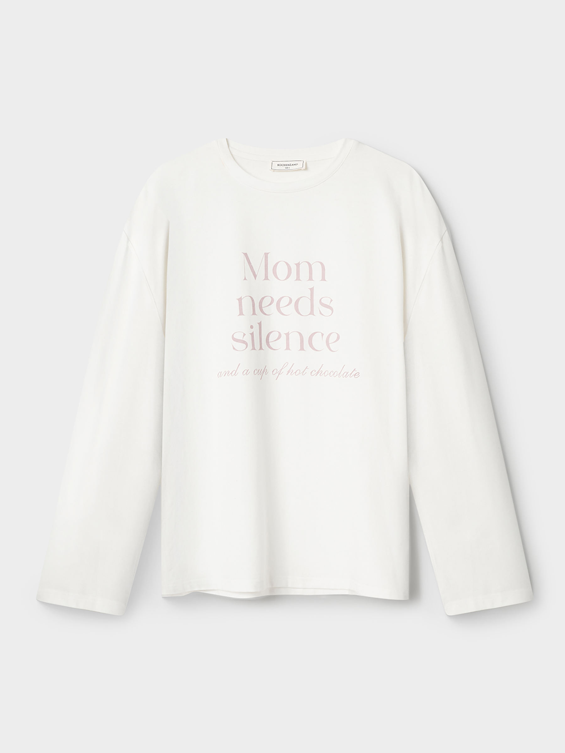 Лонгслив женский, домашний, р. L, хлопок/полиэстер/эластан, молочный, Mom needs silence, Ankina, image-5