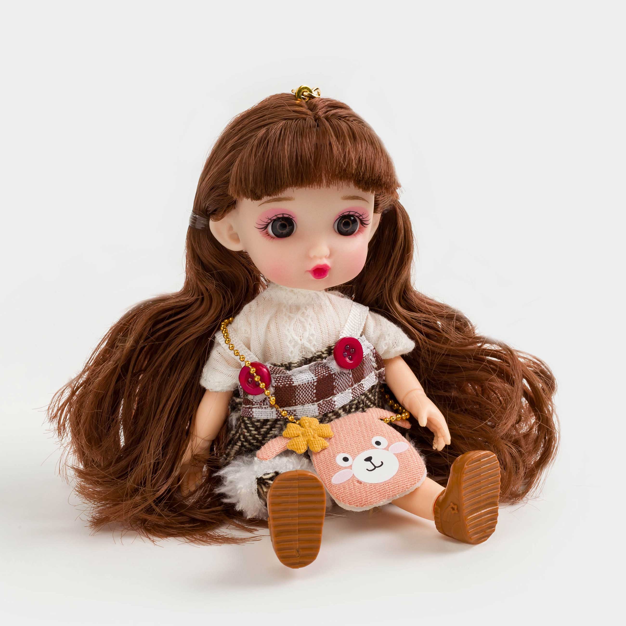 Кукла, 16 см, на шарнирах, с брелоком, ПВХ, Девочка в комбинезоне, Childhood, image-5