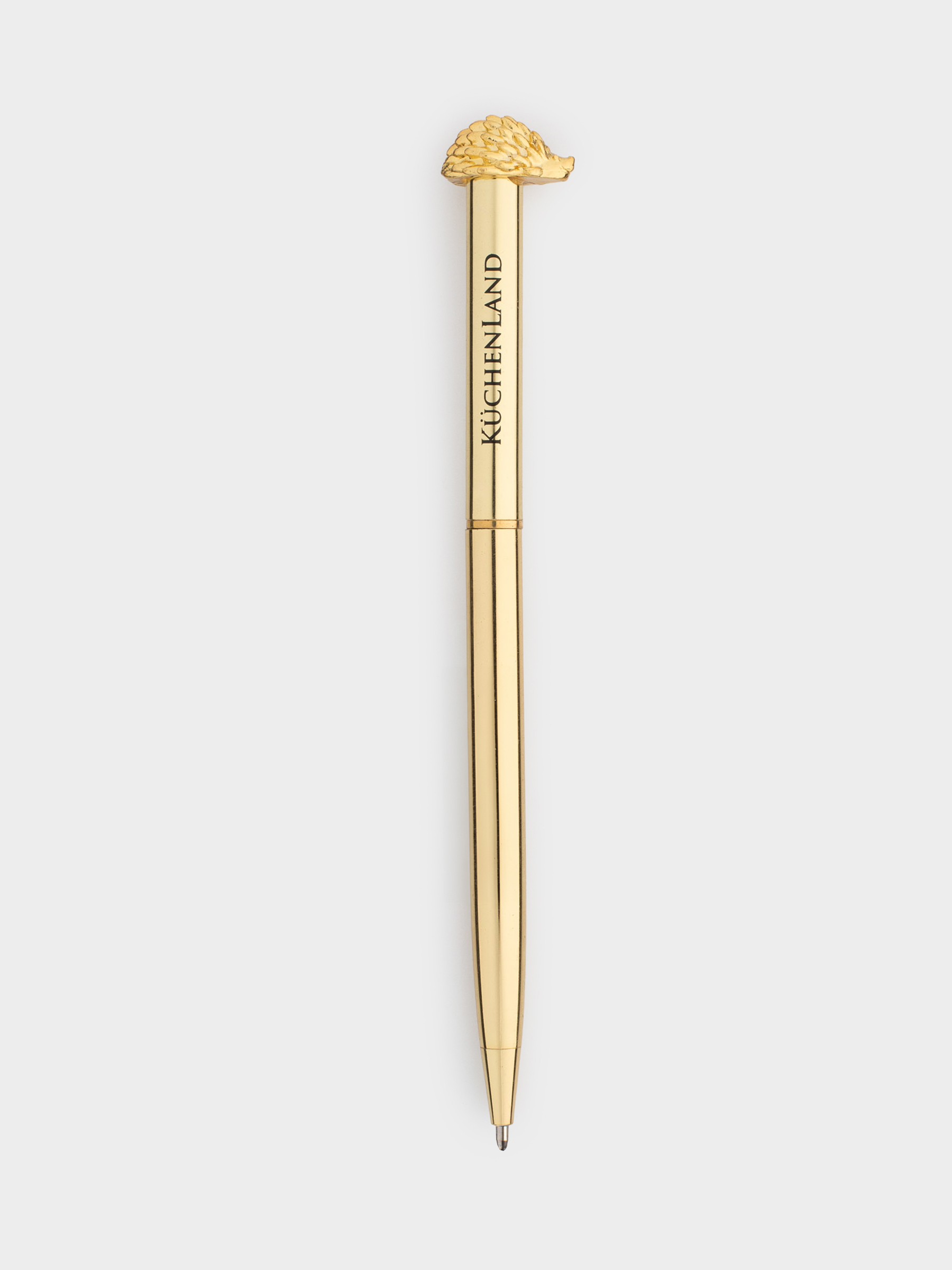 Ручка шариковая, 13 см, с фигуркой, сталь, золотистая, Ежик, Draw figure, image-1