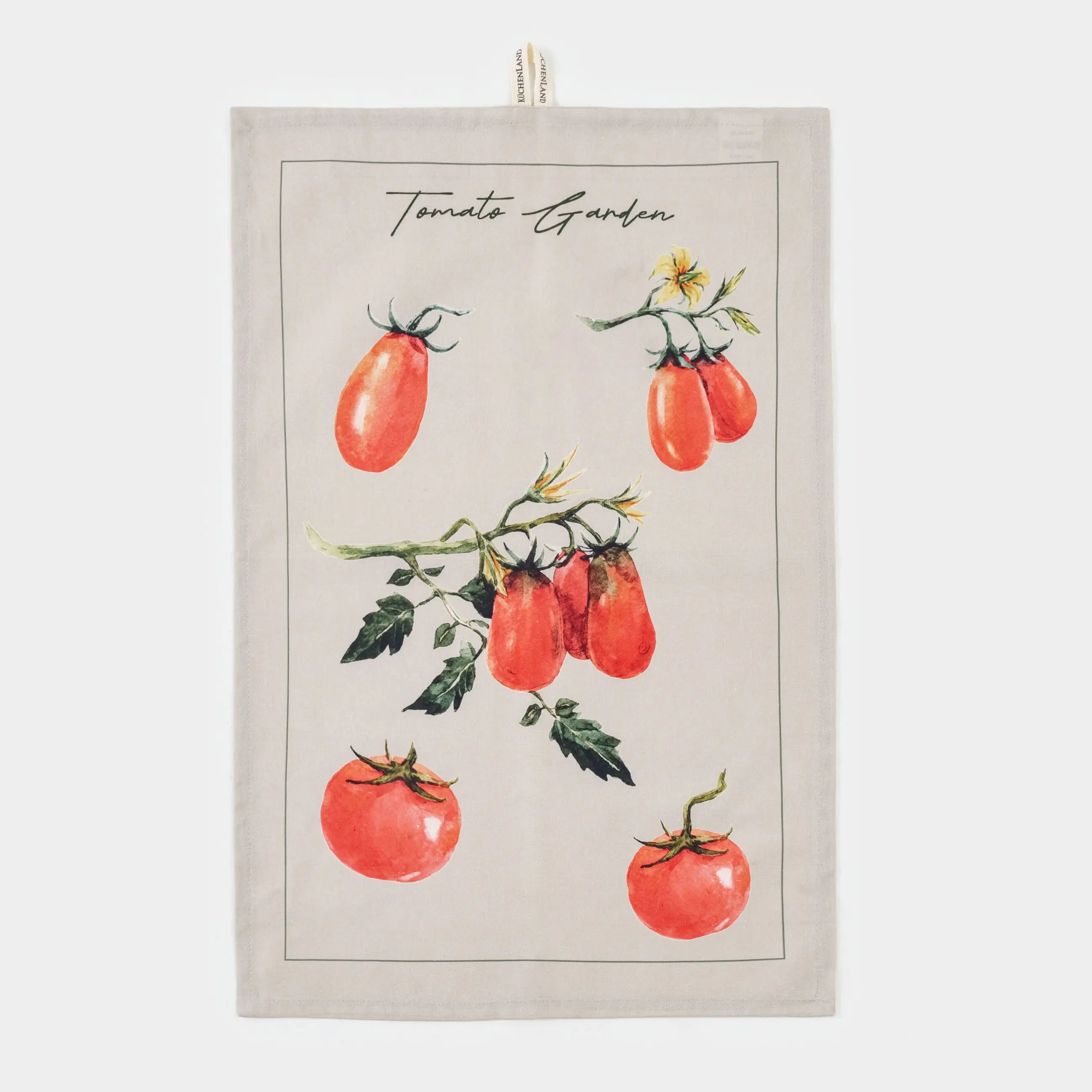 Полотенце кухонное, 40х60 см, хлопок, бежевое, Помидоры на ветке, Tomato garden