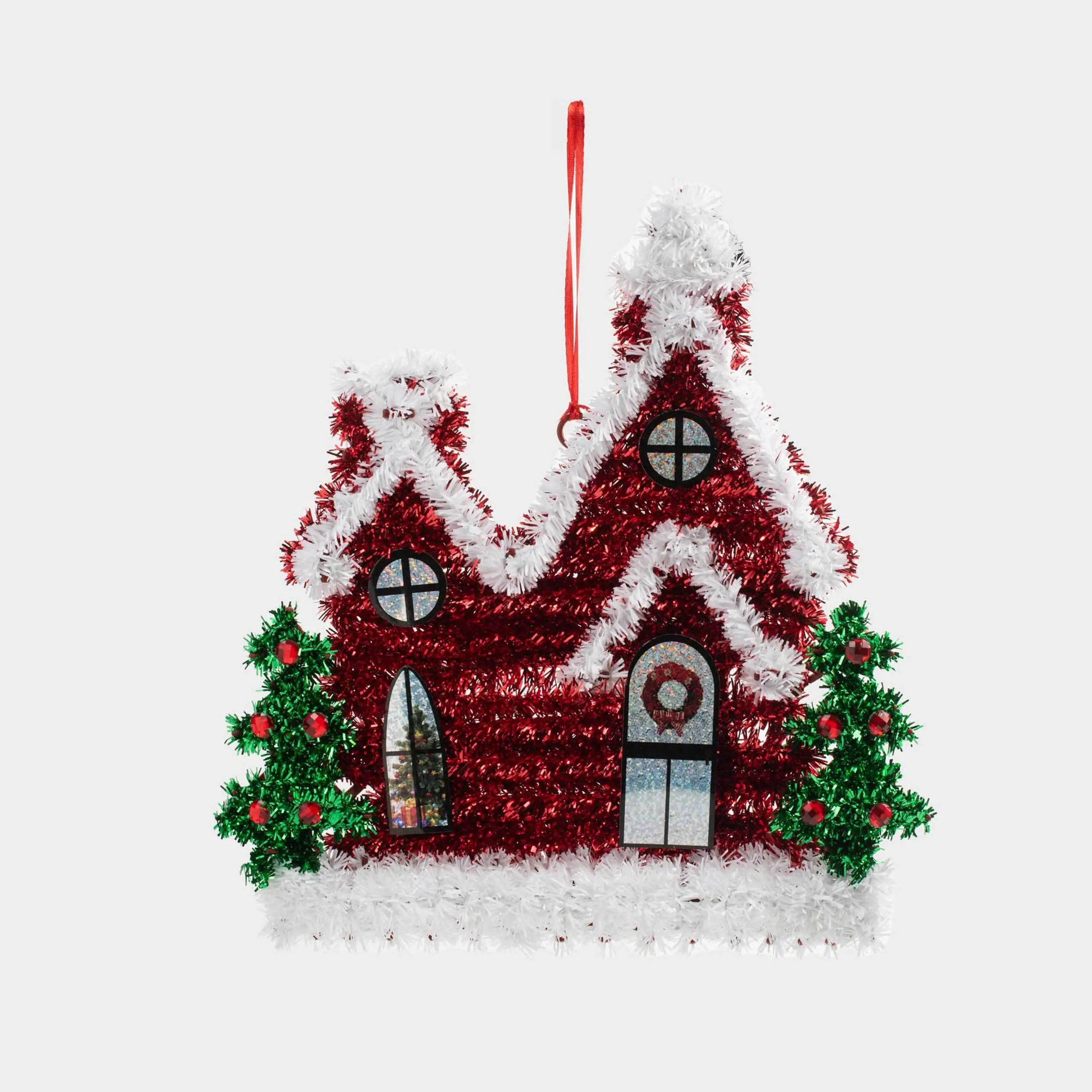 Сәндік әшекей, 29 см, шырша жылтырағы/пластик, қызыл, Үй, Tinsel decor