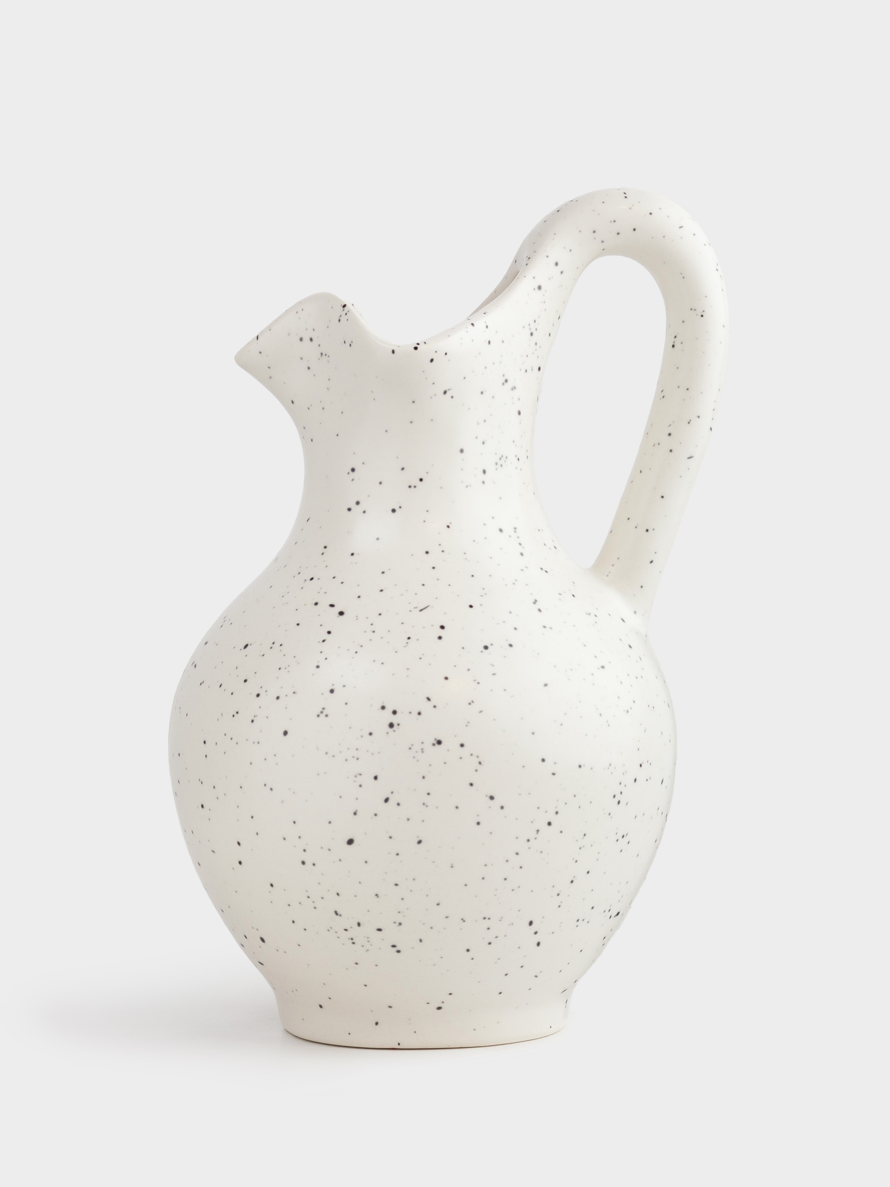Гүл вазасы, 24 см, тұтқасы бар, керамика, ақ, ала дақ, құмыра, Speckled black, image-1