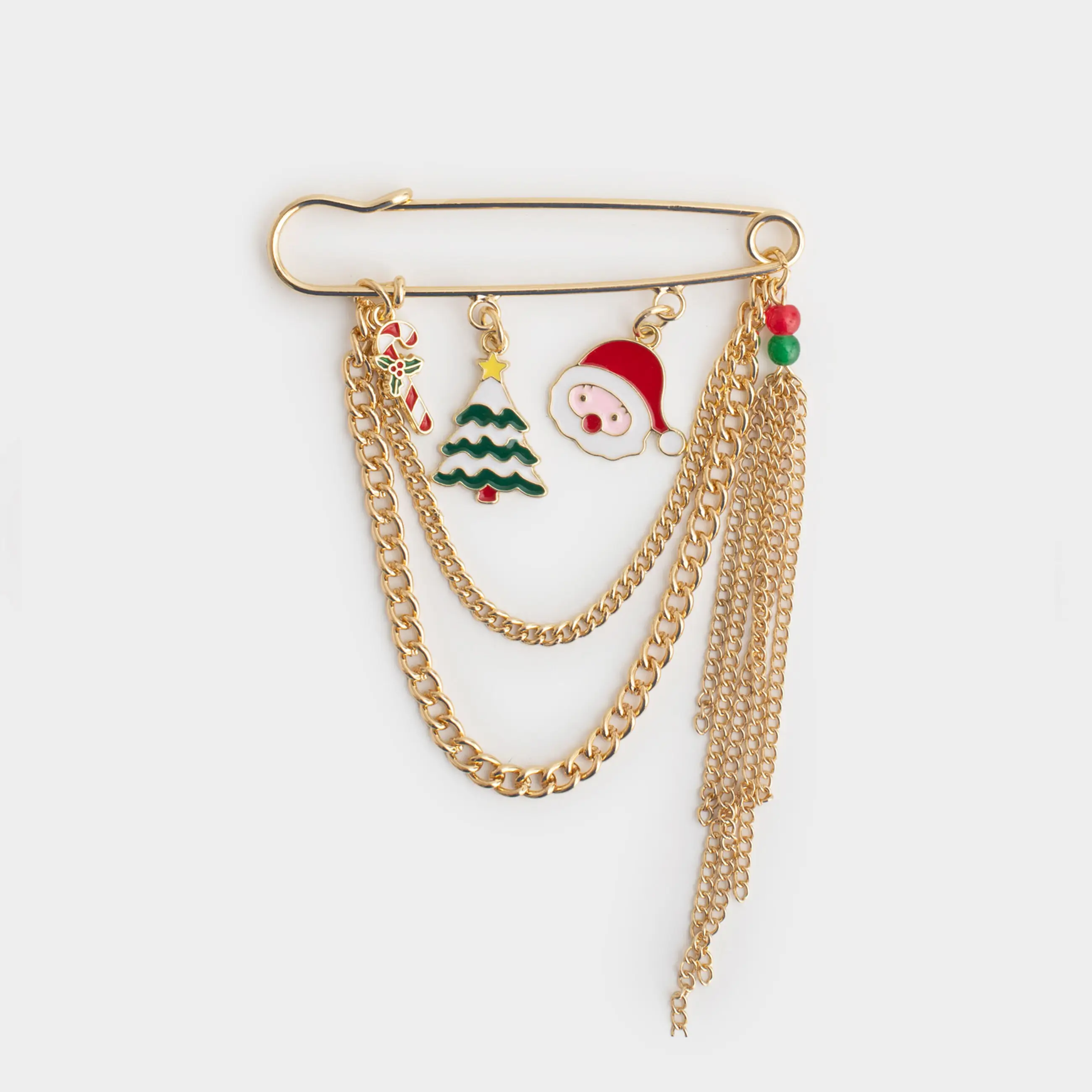Танамоншақ, 7 см, металл, алтын, Аяз ата мен шырша, Jewelry christmas