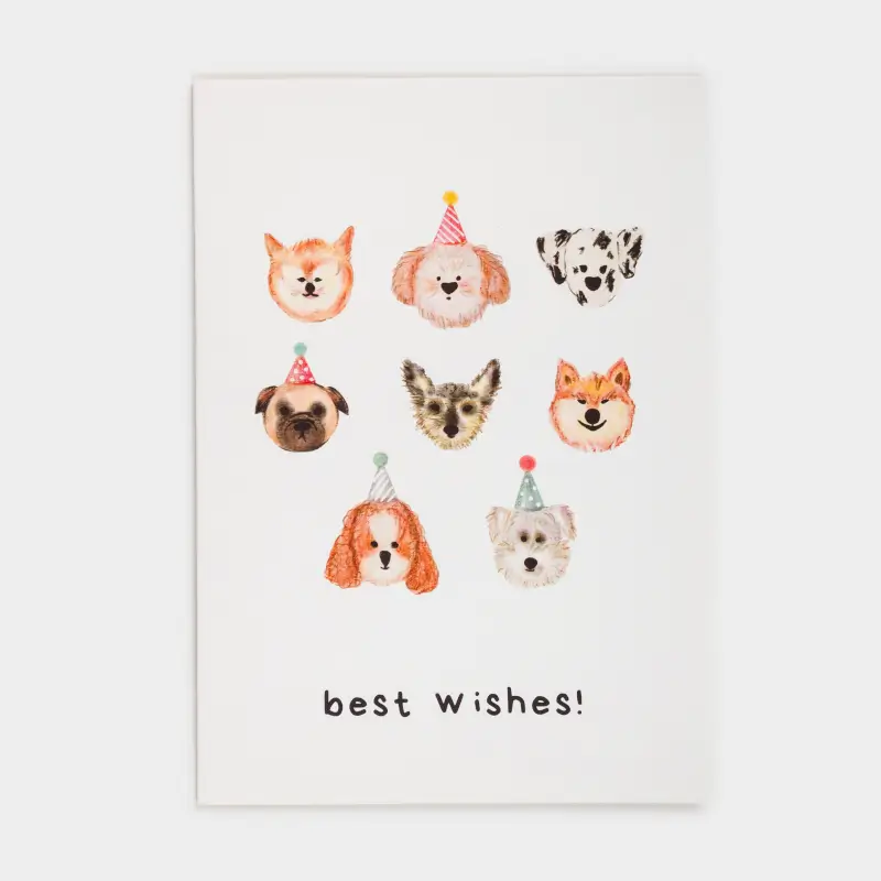 Открытка подарочная, 12х17 см, бумага, серая, Собаки, Birthday ,image-0