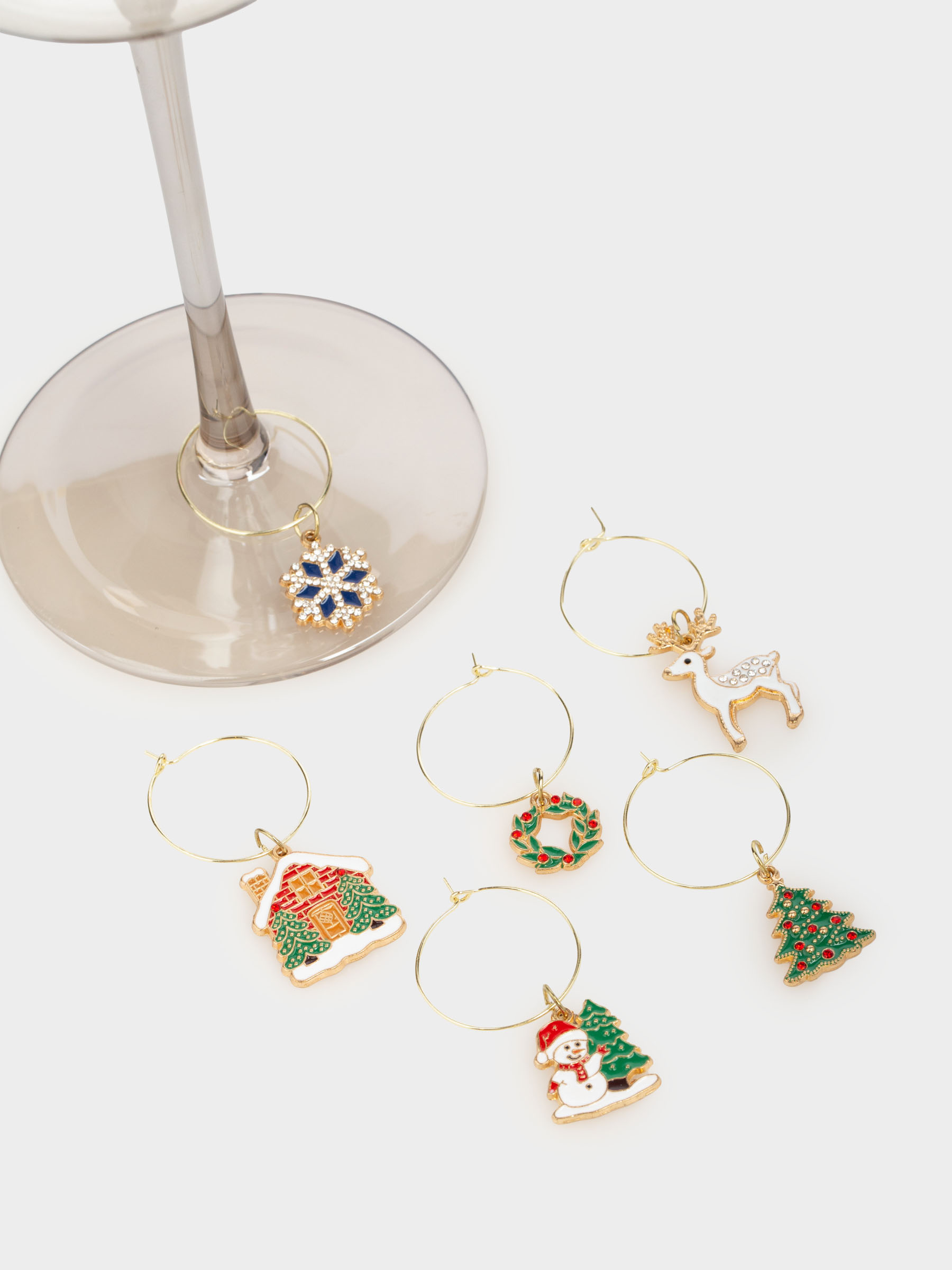 Бокал салпыншағы, 6 дана, металл/страздар, Ойыншықтары бар шырша, Christmas time, image-3