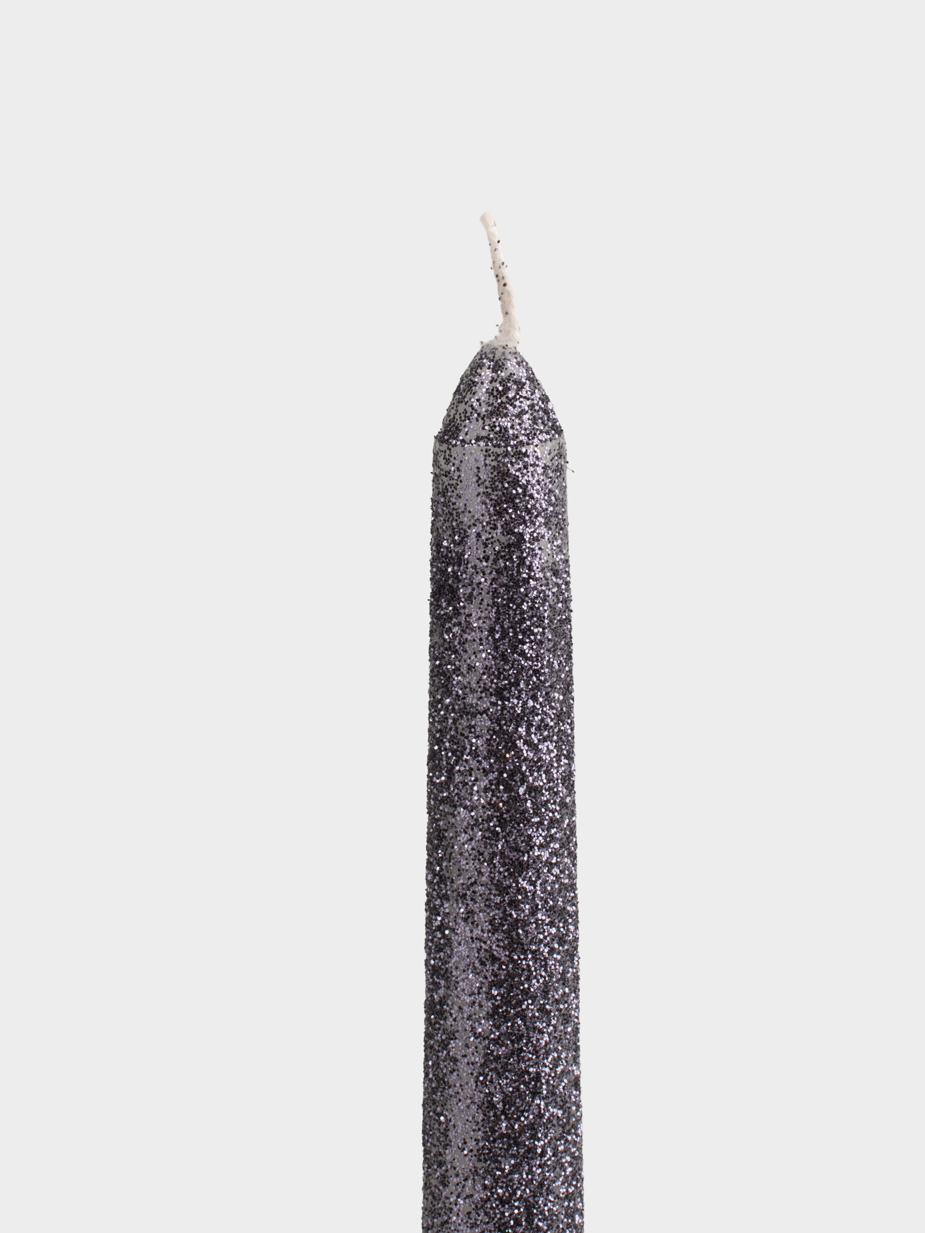 Свеча, 25 см, тонкая, с блестками, серая, Sparkly candle, image-1