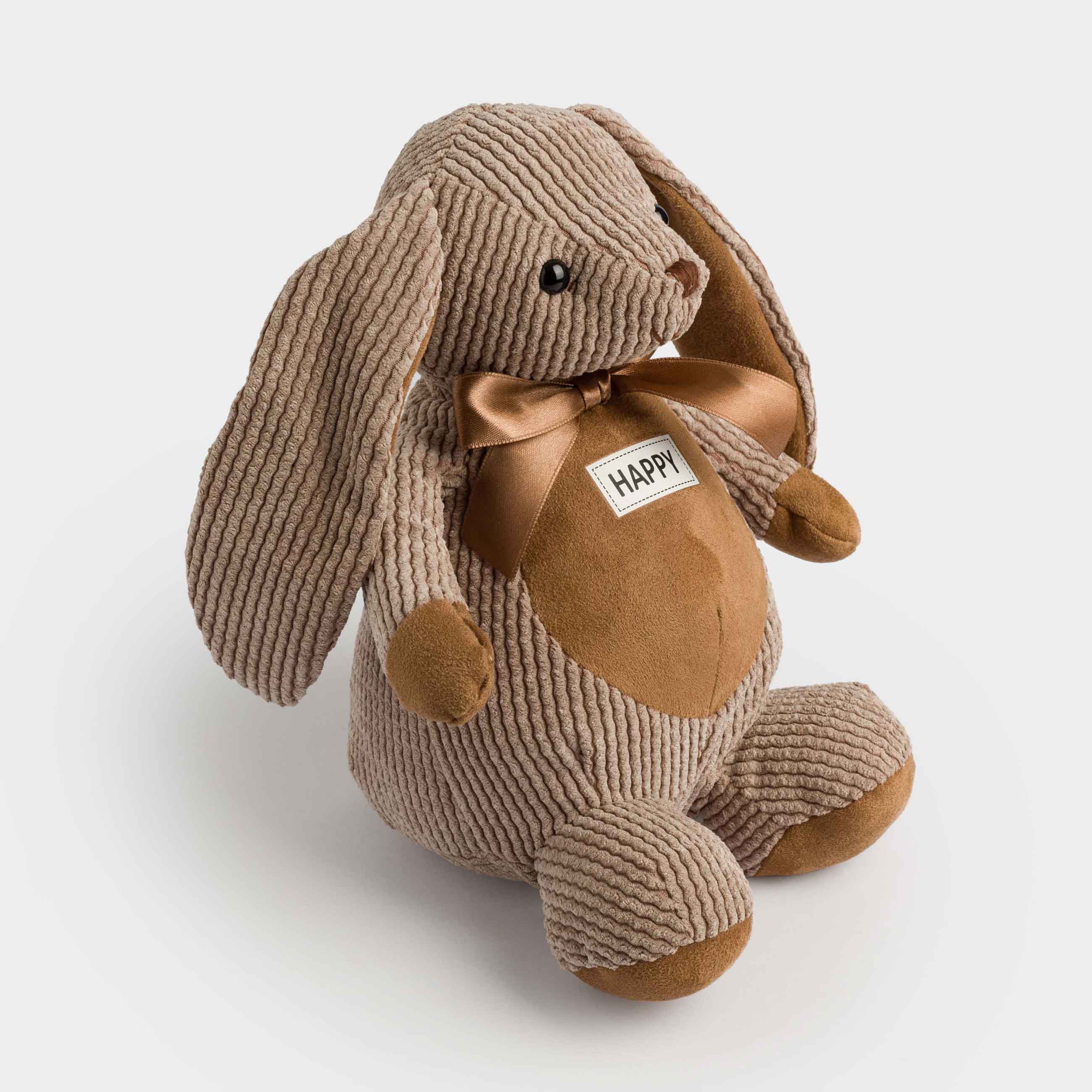 Игрушка, 21 см, мягкая, полиэстер, коричневая, Зайка с бантиком, Rabbit, image-2
