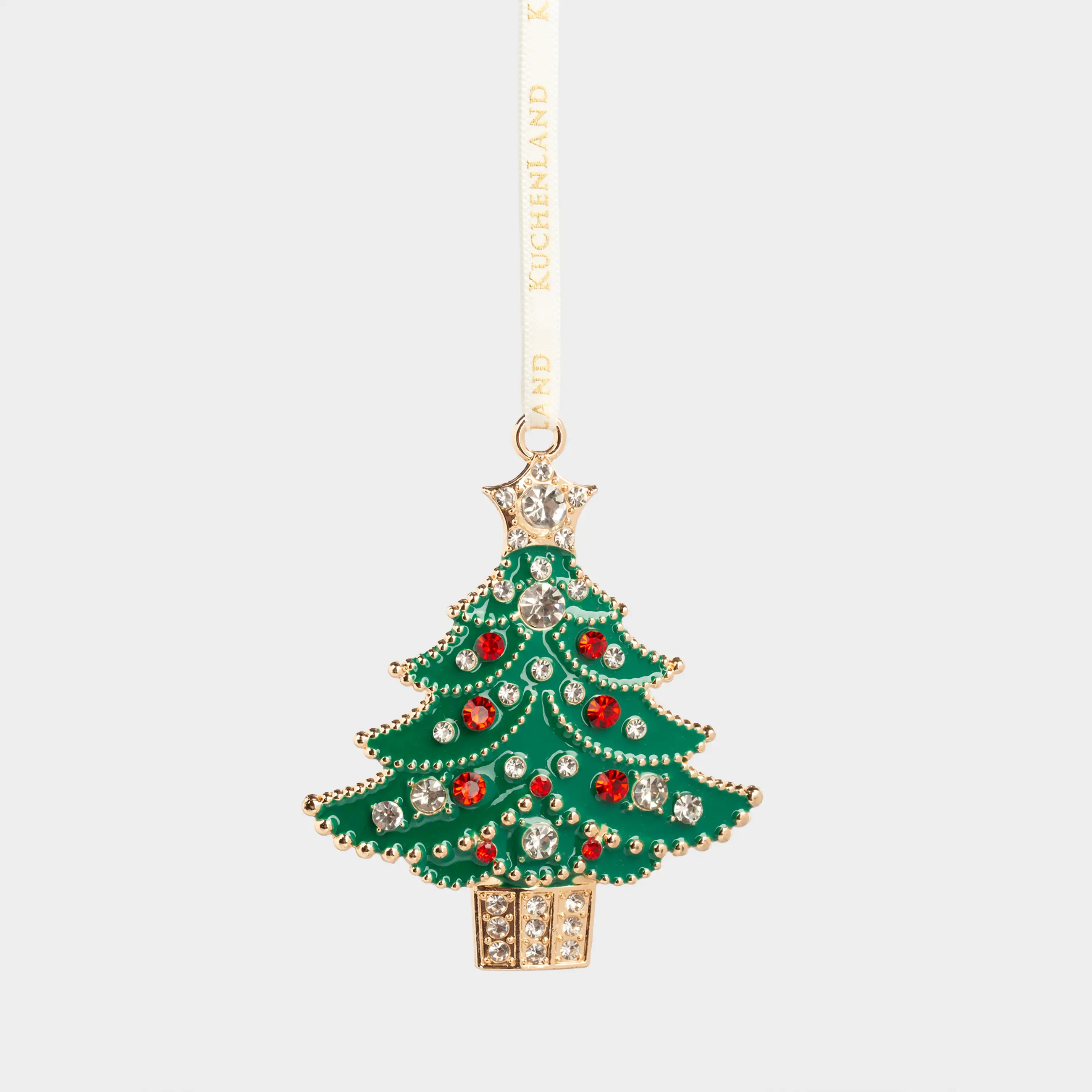 Игрушка елочная, 8 см, металл/стразы, зеленая, Елка со звездой, Figure christmas
