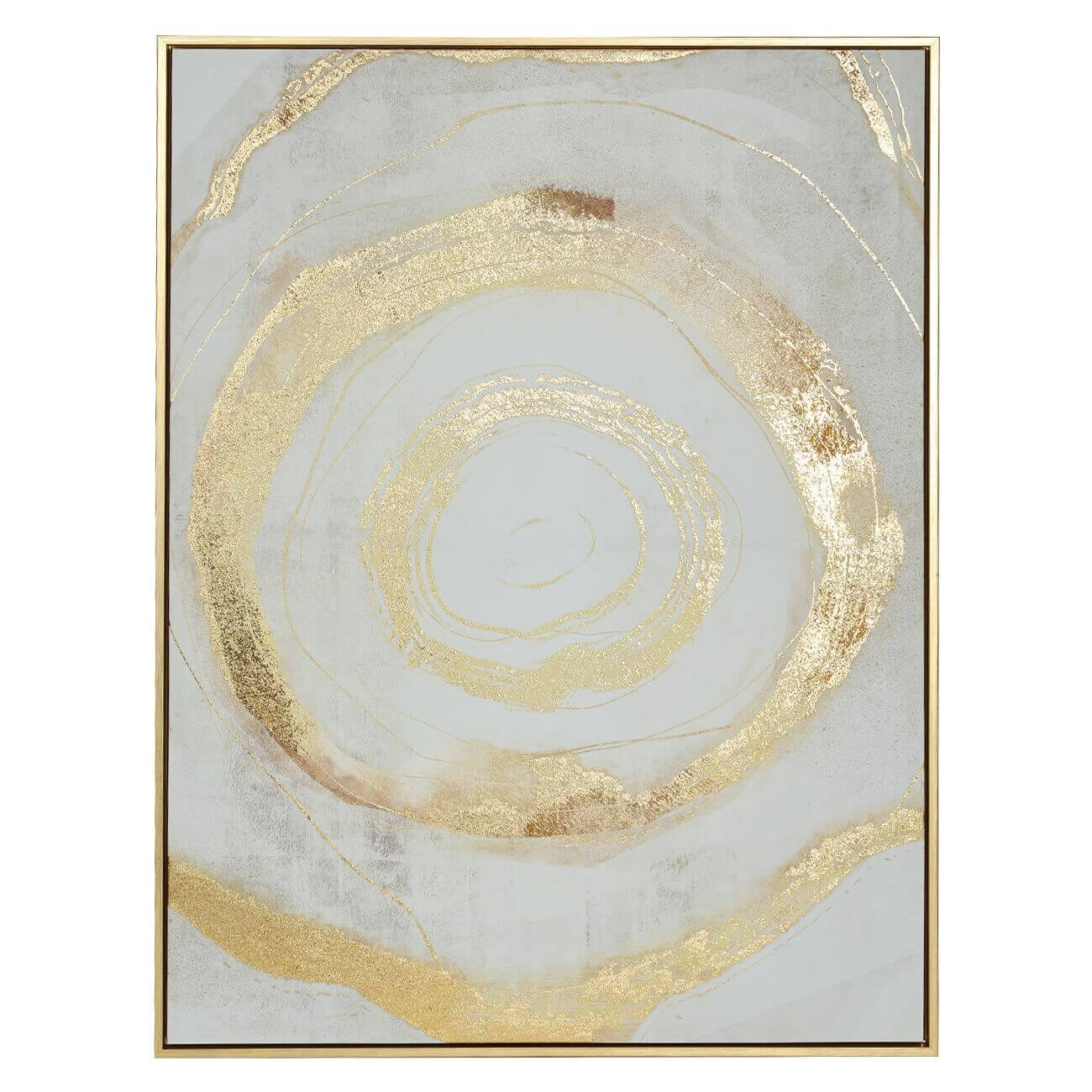 Жақтаудағы сурет, 75х100 см, кенеп / фольга, алтын бежевый, шеңберлер, Abstract изображение № 1