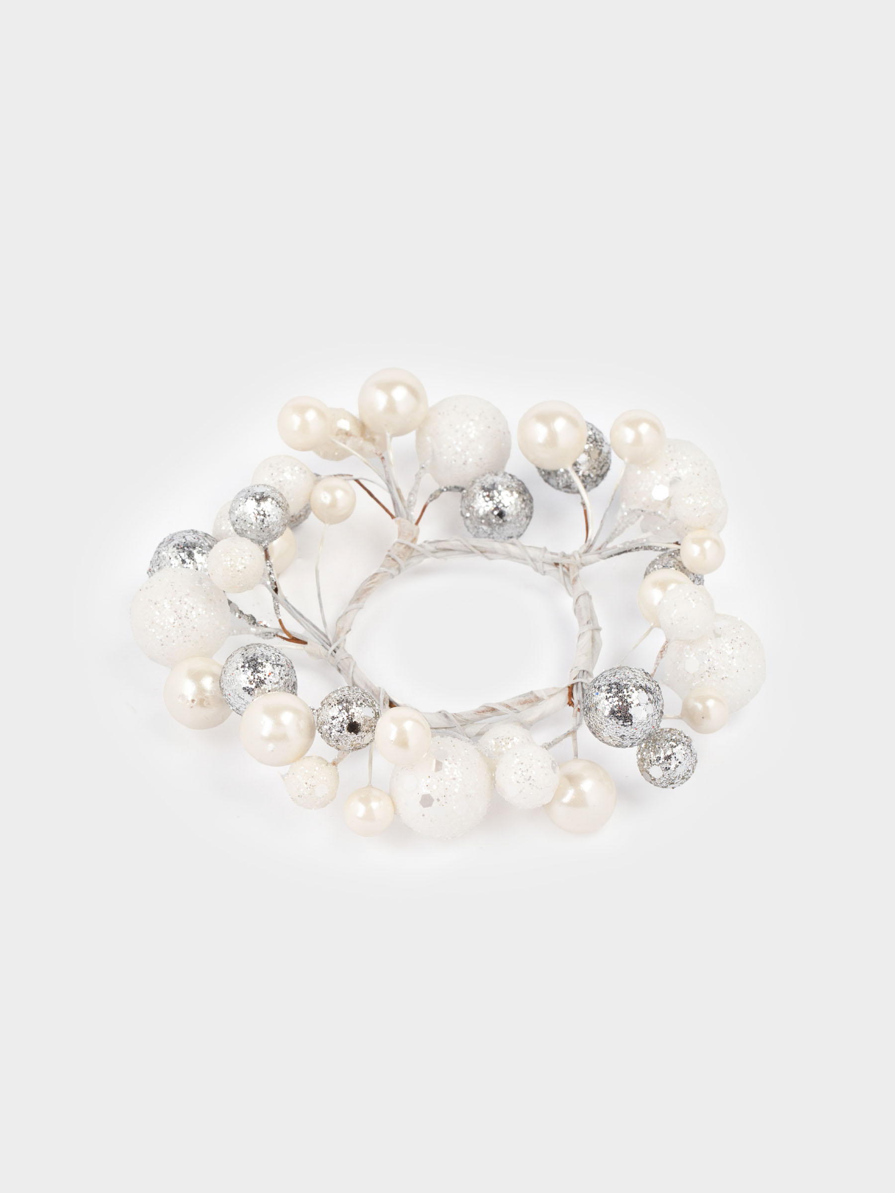 Майлық сақинасы, 5 см, пластик, сүтті күміс, Рождестволық шарлар, Balls sparkle, image-1