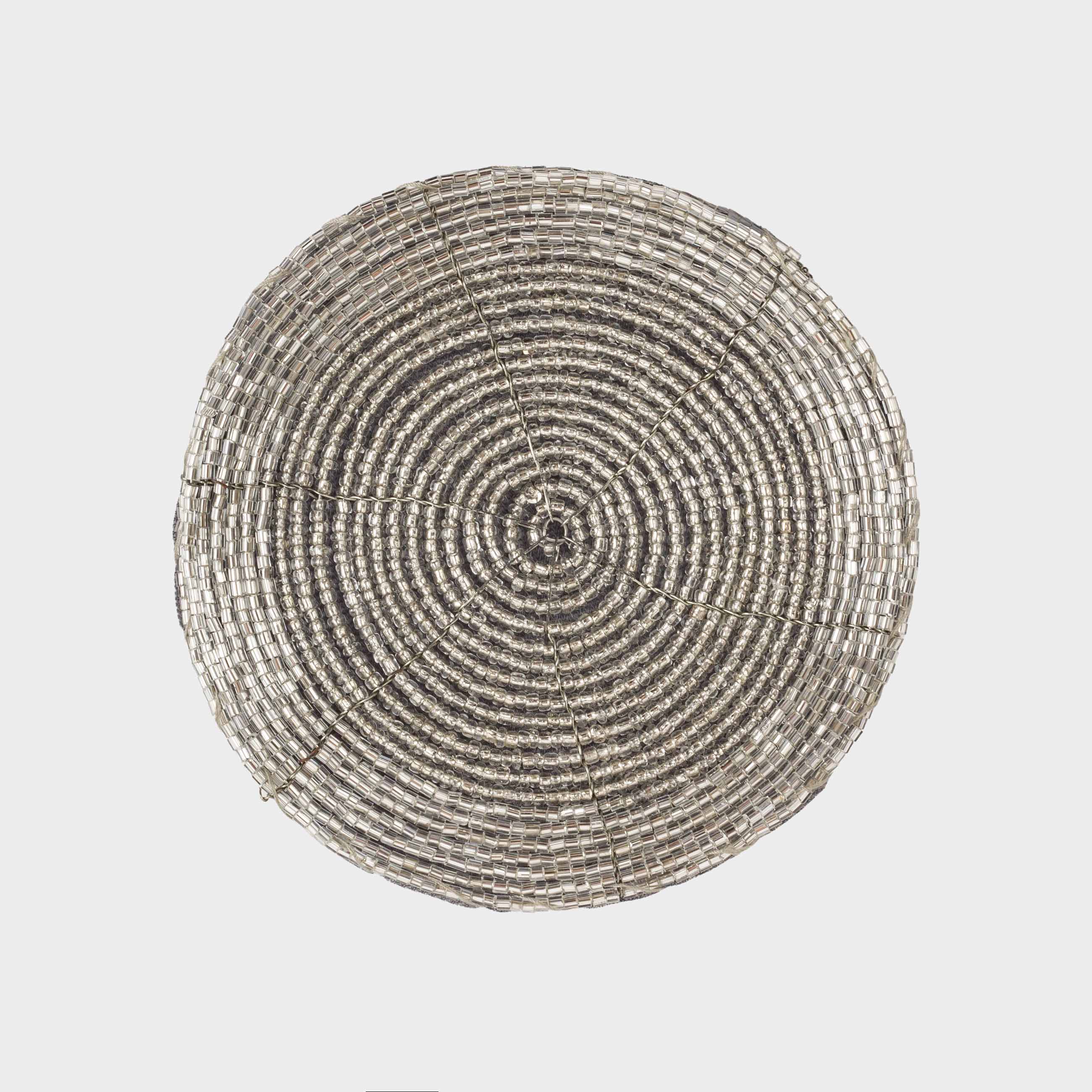 Подставка под кружку, 10 см, 2 шт, круглая, бисер, серебристая, Shiny beads, image-2