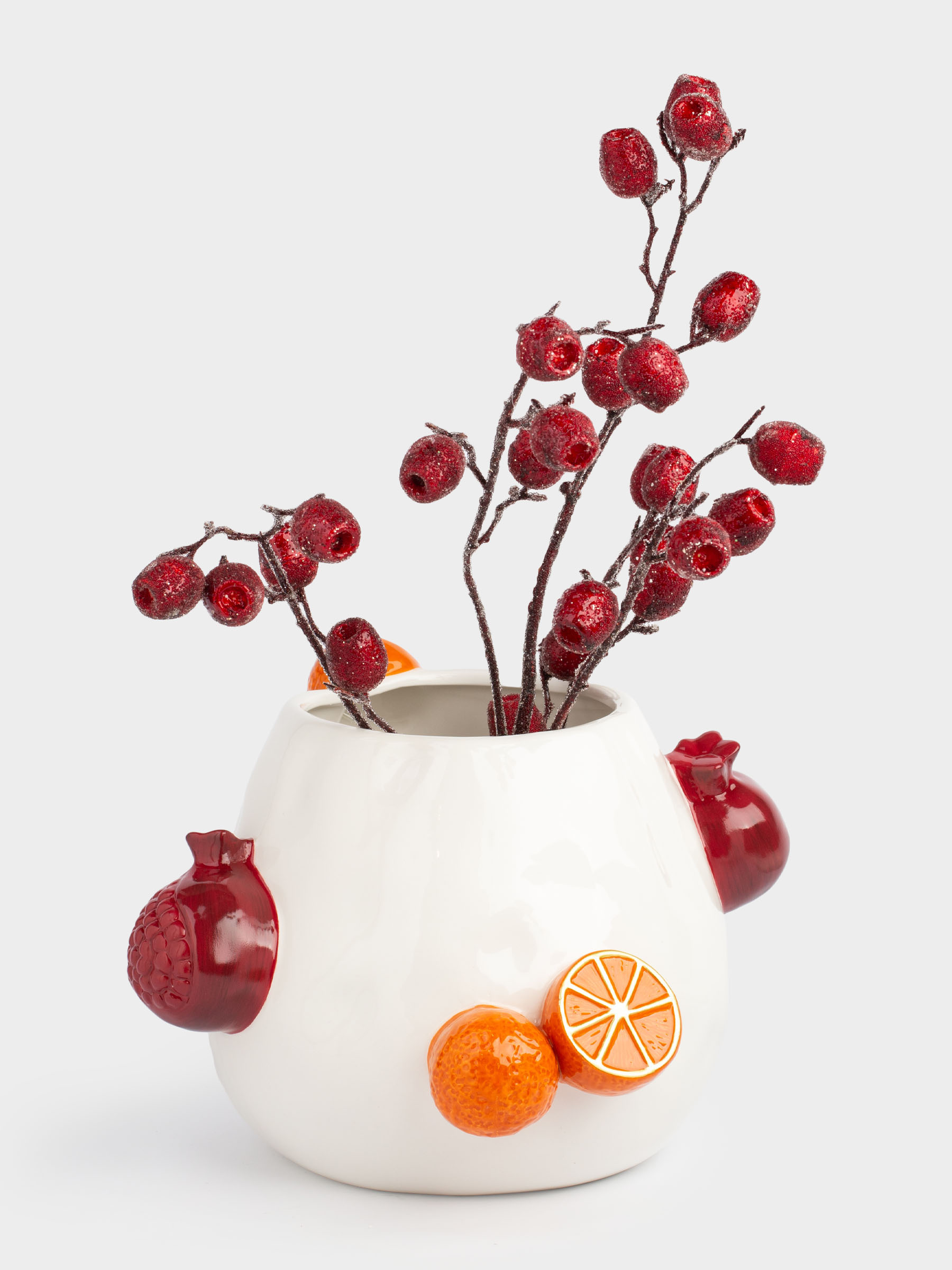 Ваза для цветов, 19 см, декоративная, керамика, Гранаты и мандарины, Fruit, image-4