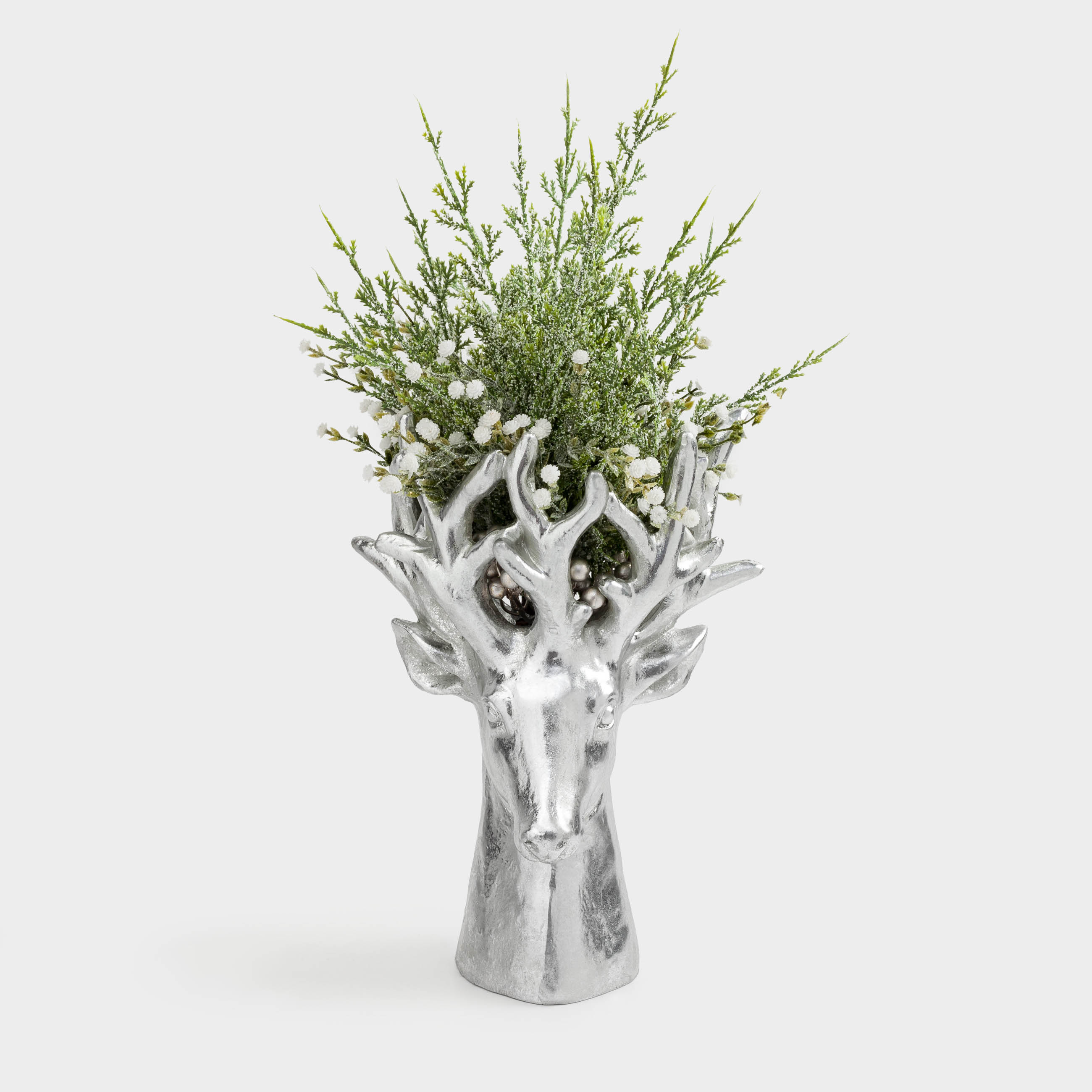 Ваза декоративная, 30 см, полирезин, серебристая, Голова оленя, Deer sparks, image-6