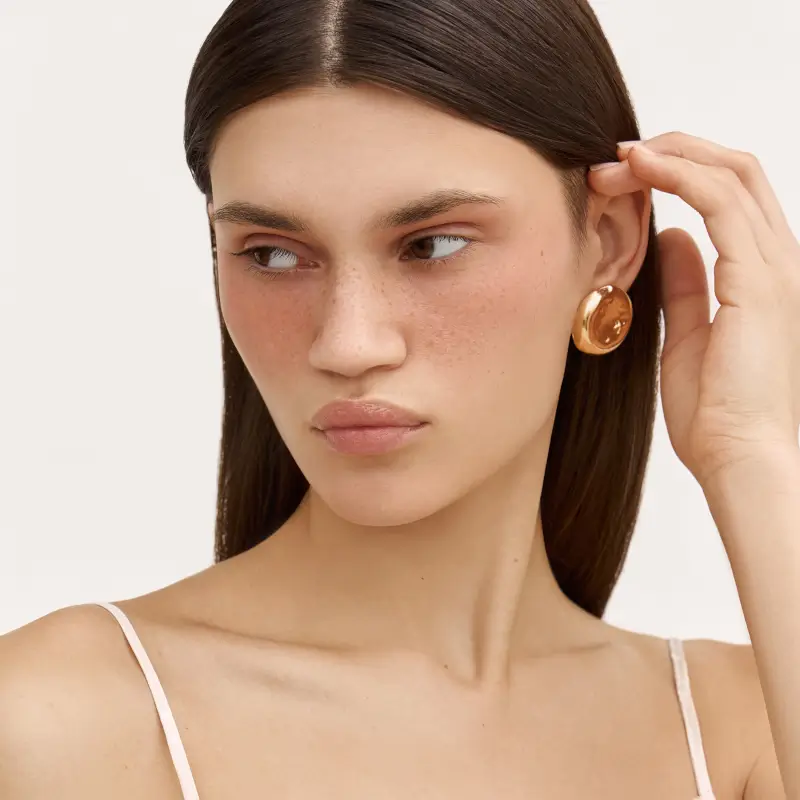 Серьги-пусеты, 3 см, 2 шт, металл, золотистые, Jewelry ,image-0