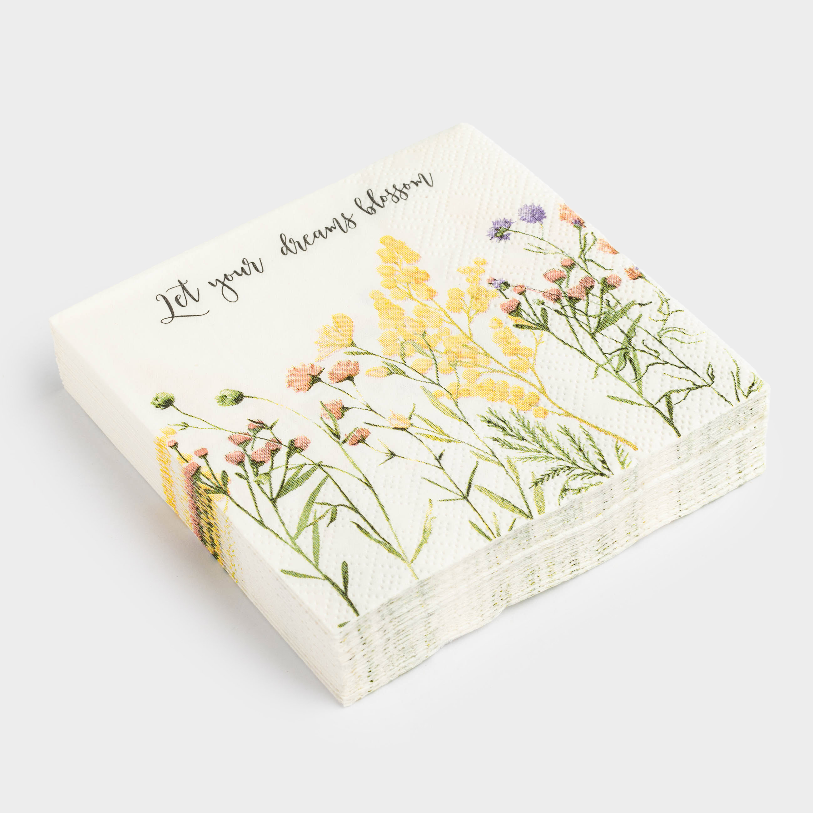Салфетки бумажные, 21х21 см, 20 шт, квадратные, белые, Flower garden, image-0