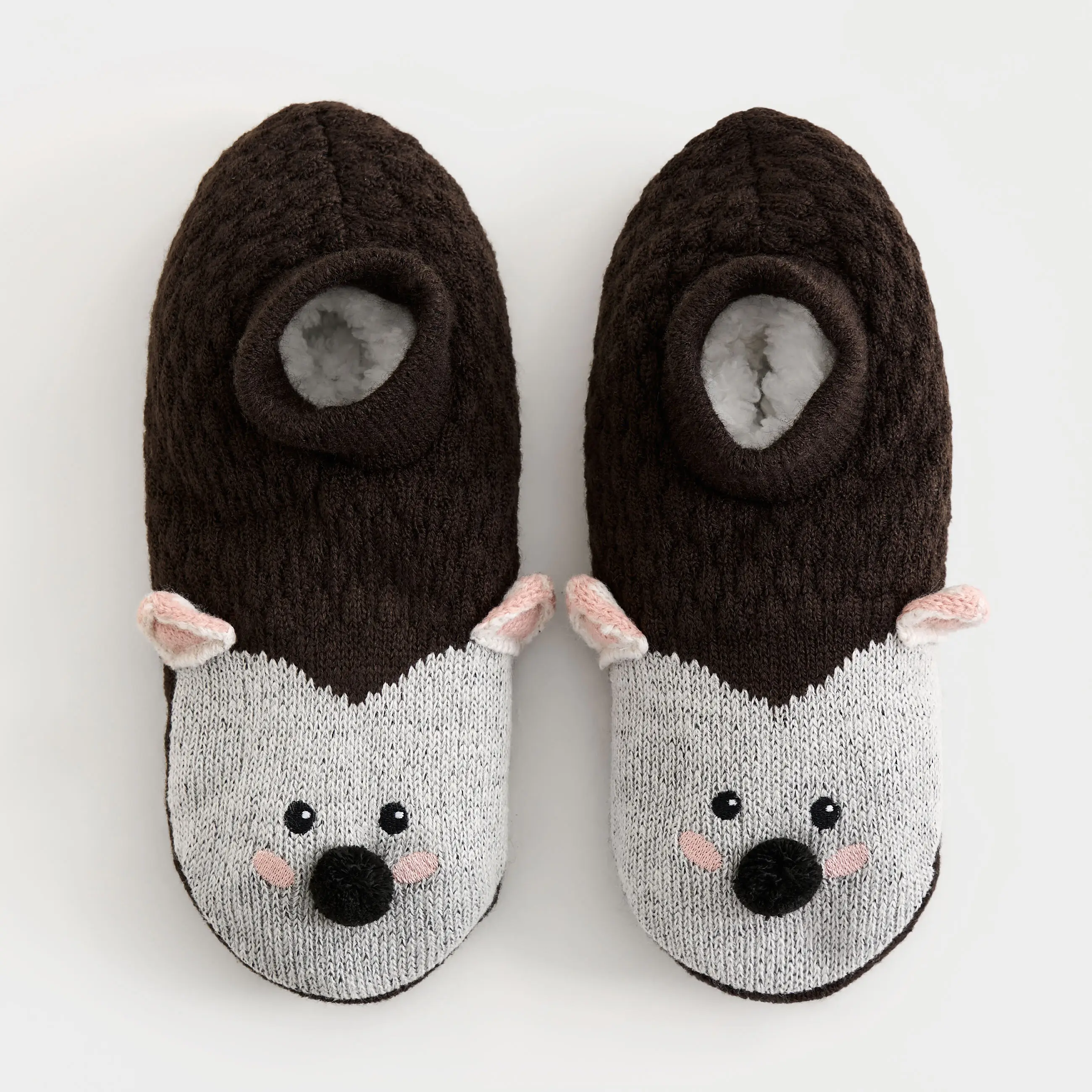 Носки женские, домашние, р. 36-38, акрил/шерпа, коричневые, Еж, Funny warm