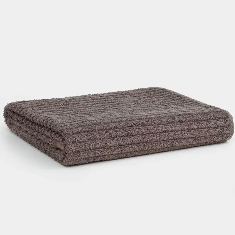 Полотенце, 70х140 см, хлопок, коричневое, Объемные полосы, Stripes cotton, image-0