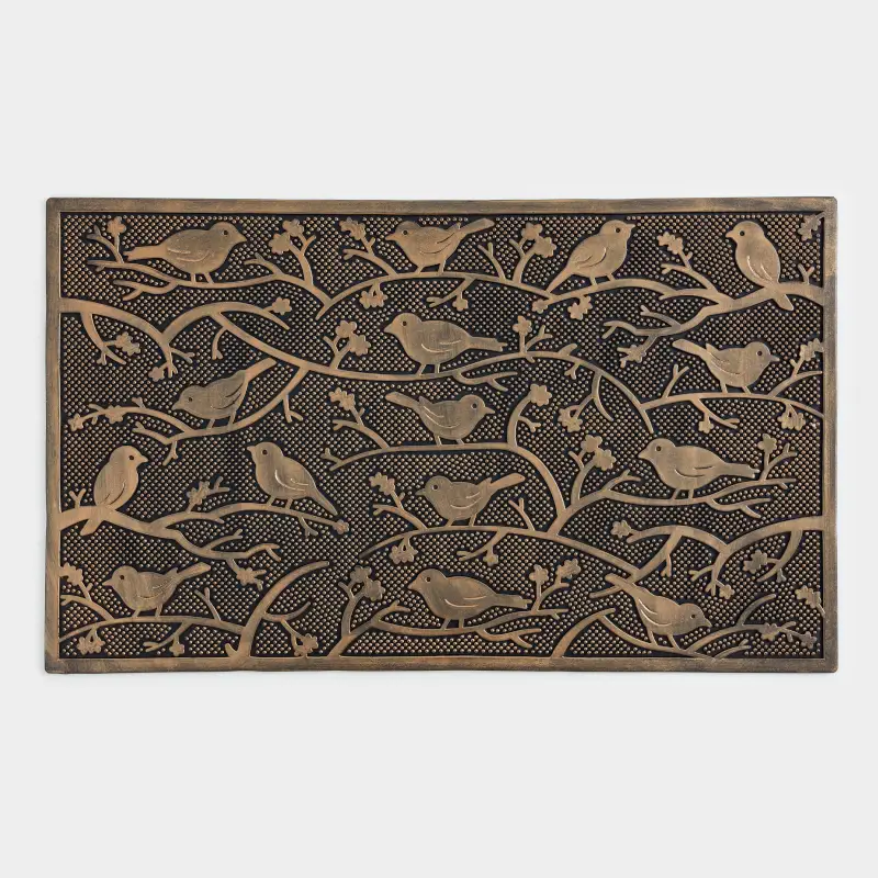 Коврик придверный, 45х75 см, резина, черно-бронзовый, Птицы, Home deco ,image-0