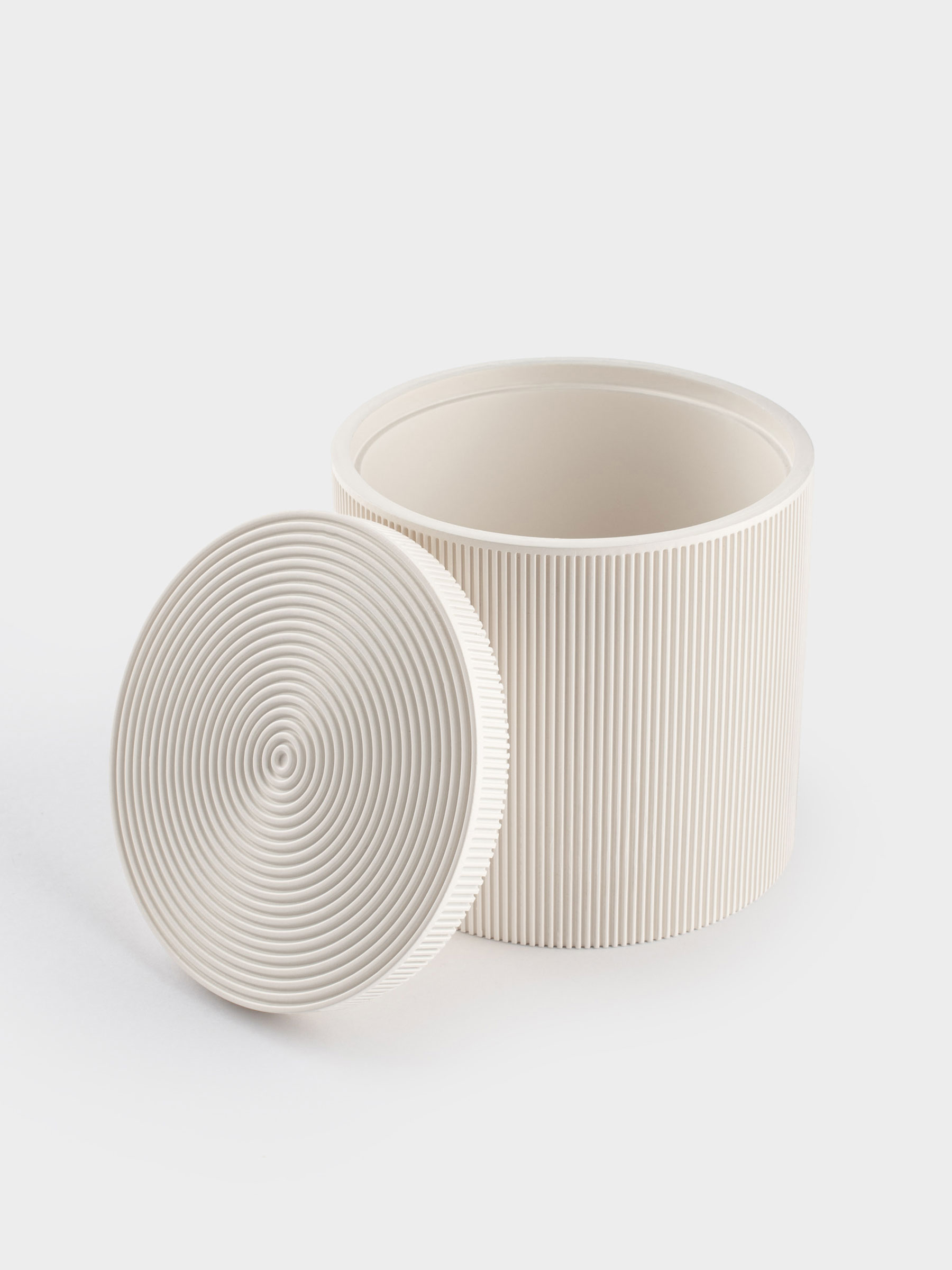 Шкатулка для ванной, 10 см, полирезин, молочная, White stripes, image-2