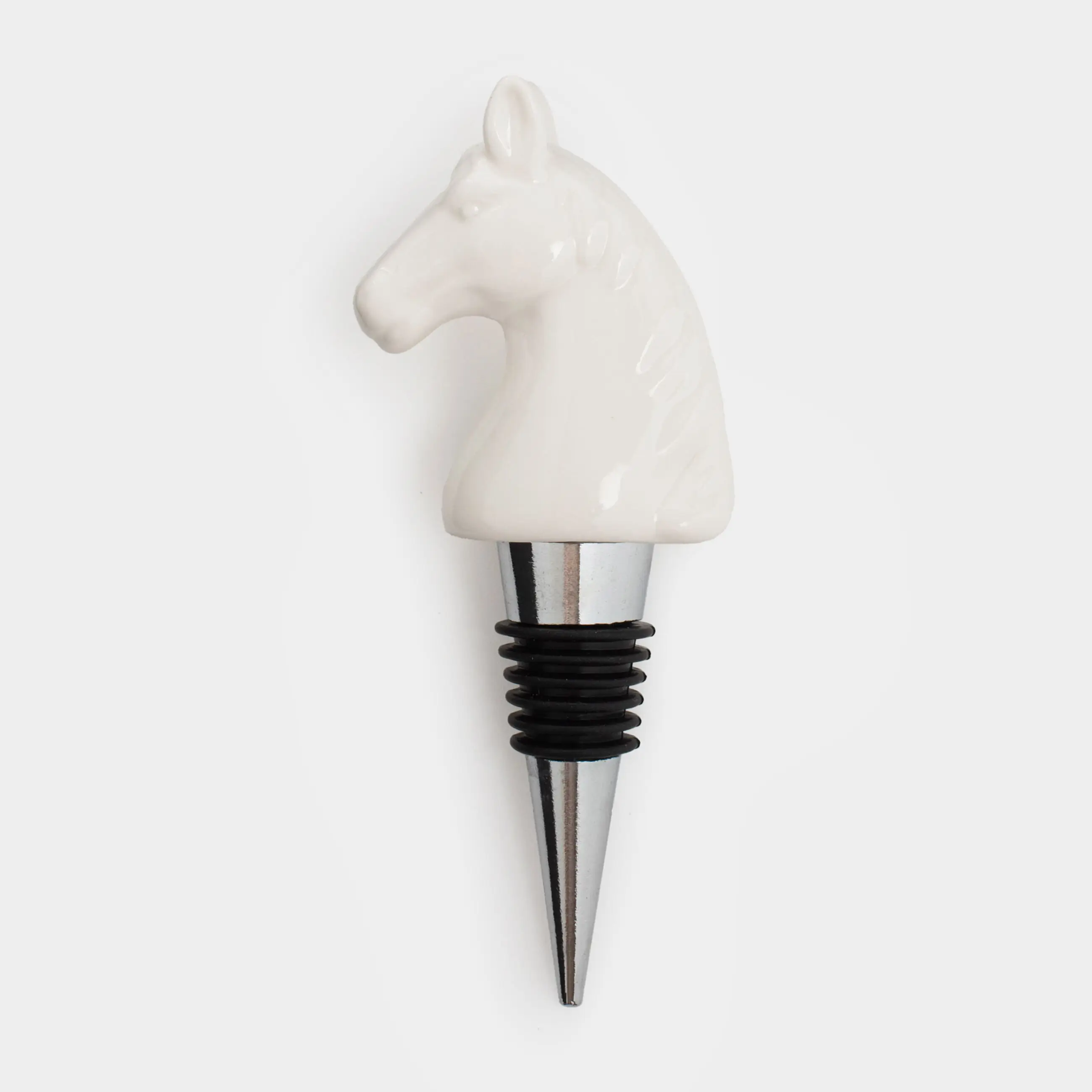 Пробка для винной бутылки, 12 см, металл/фарфор P, молочная, Конь, Horse milky