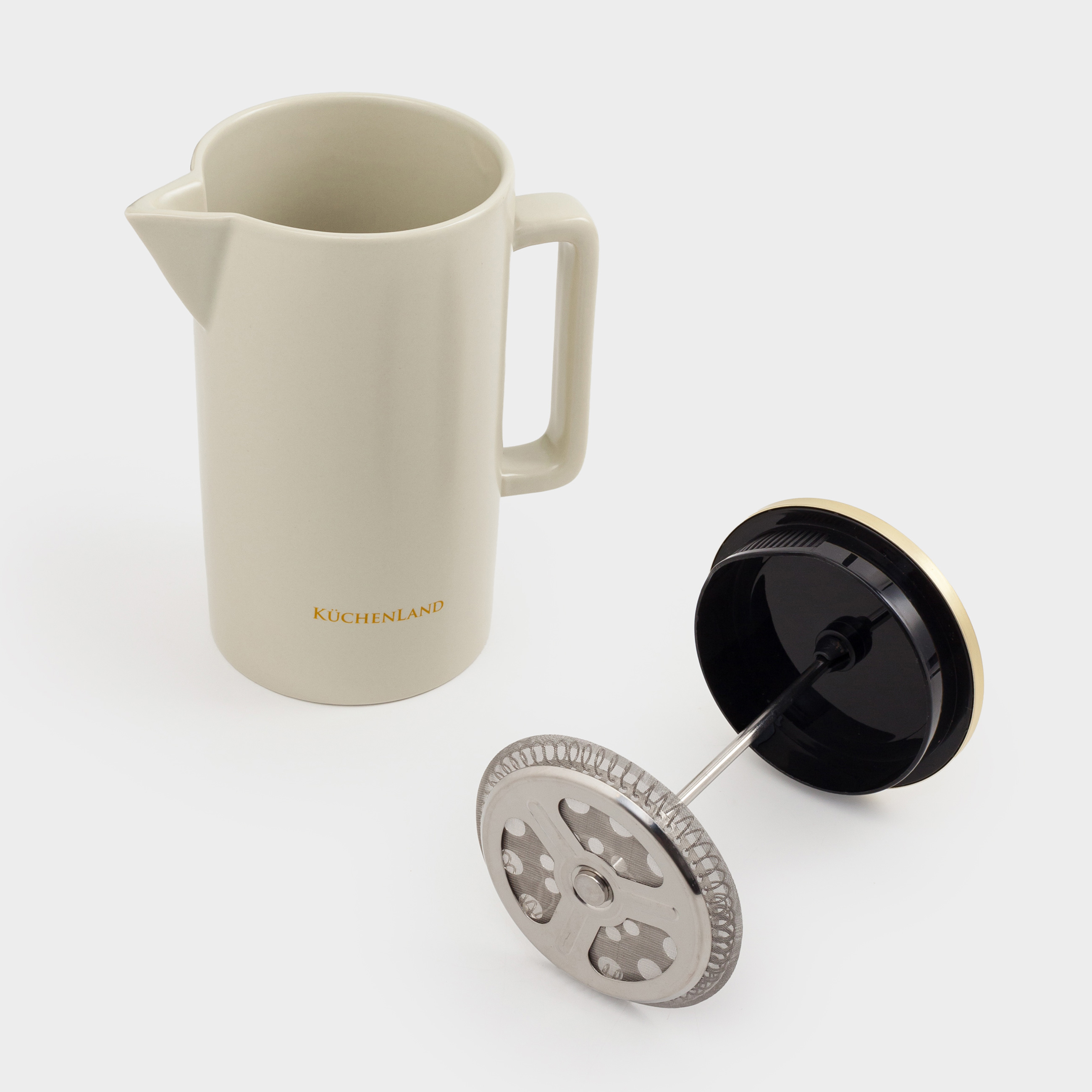 Френч-пресс, 700 мл, керамика/сталь, бежево-золотистый, Latte, image-6