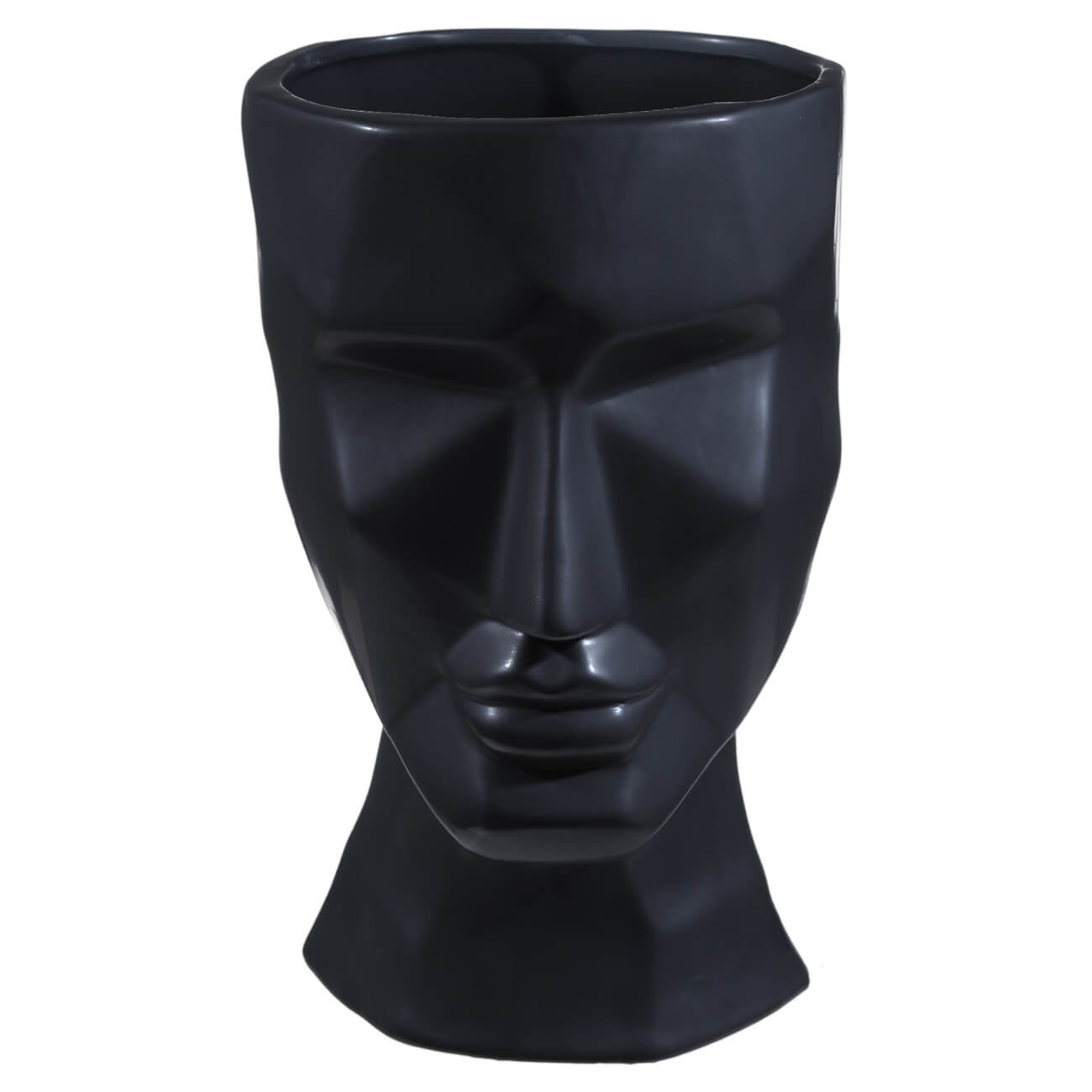 Ваза для цветов, 29 см, декоративная, керамика, черная, Графичное лицо, Face изображение № 1