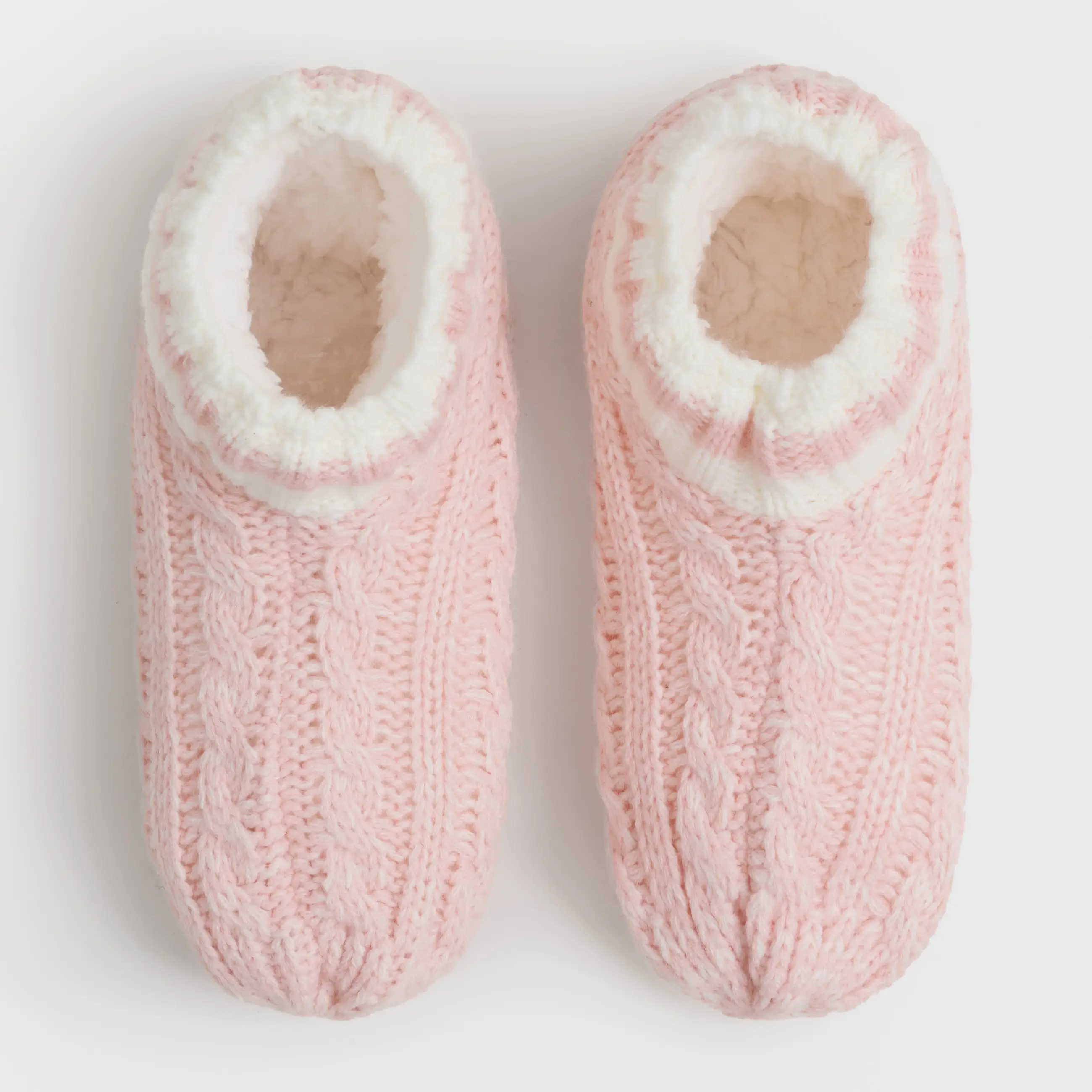 Носки женские, домашние, акрил/шерпа, розовые, Косы, Knitted soft