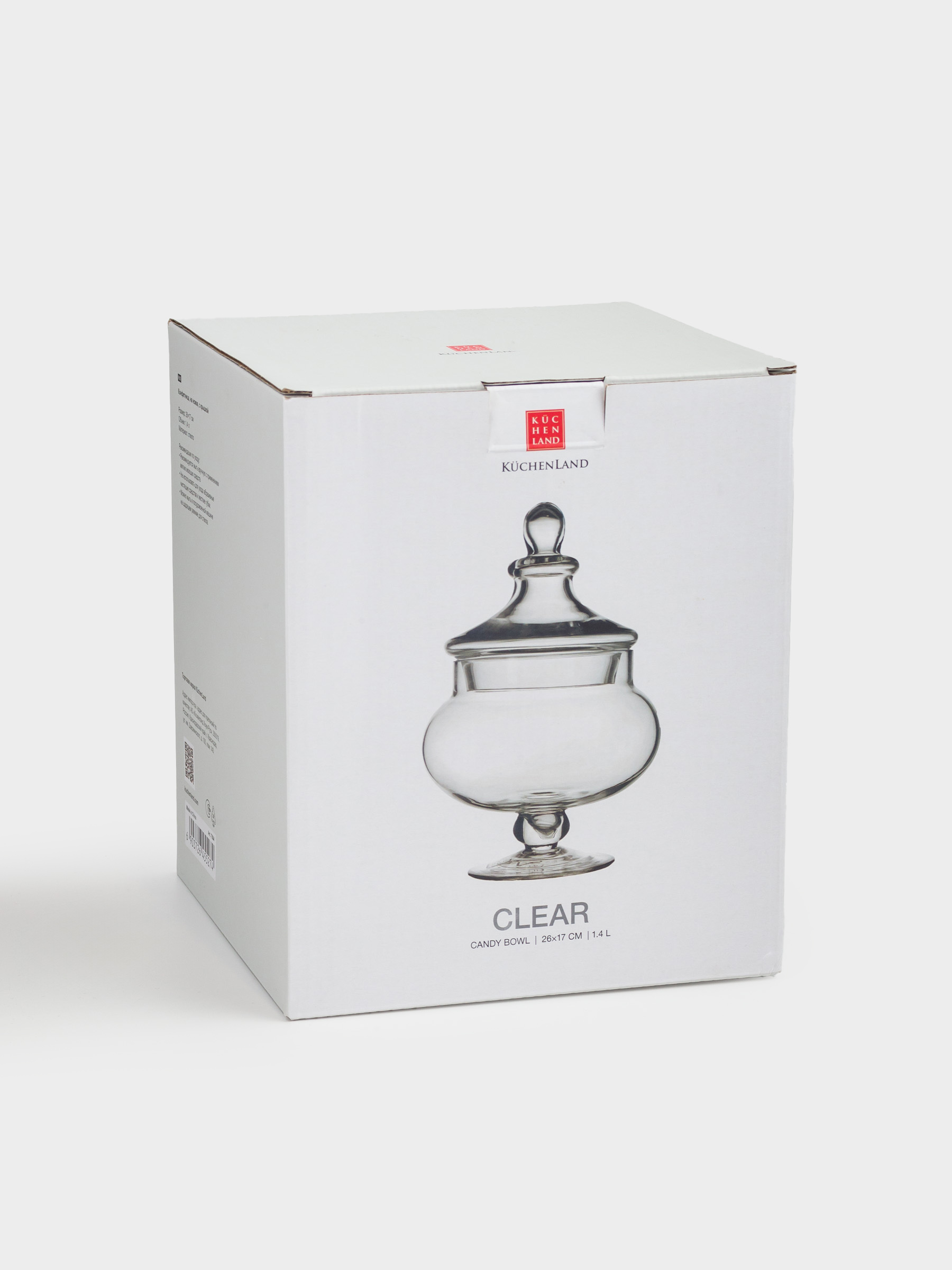 Конфетница, 26х17 см, 1,4 л, на ножке, с крышкой, стекло, Clear, image-4